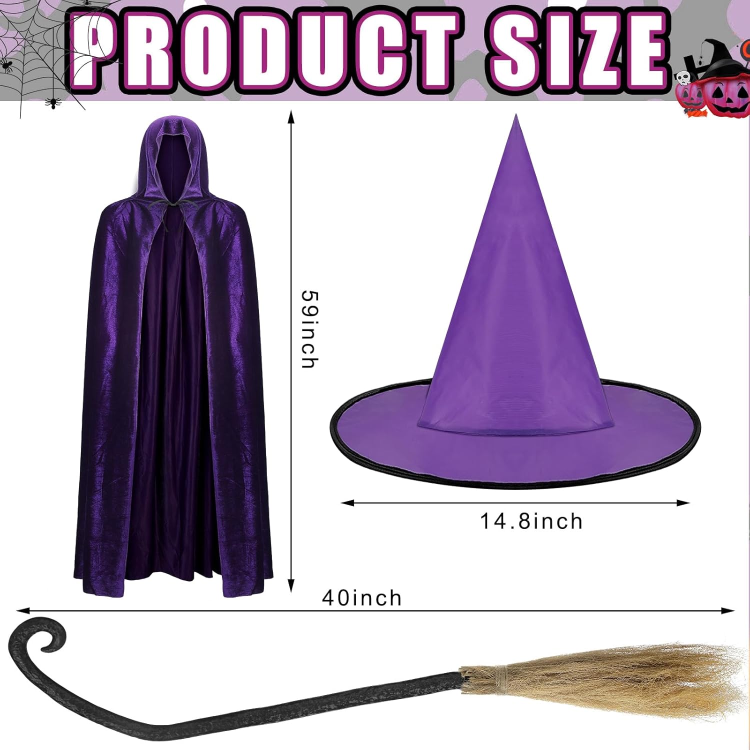 Jiuguva Halloween Adult Costume Set - 3 Pieces witch Look