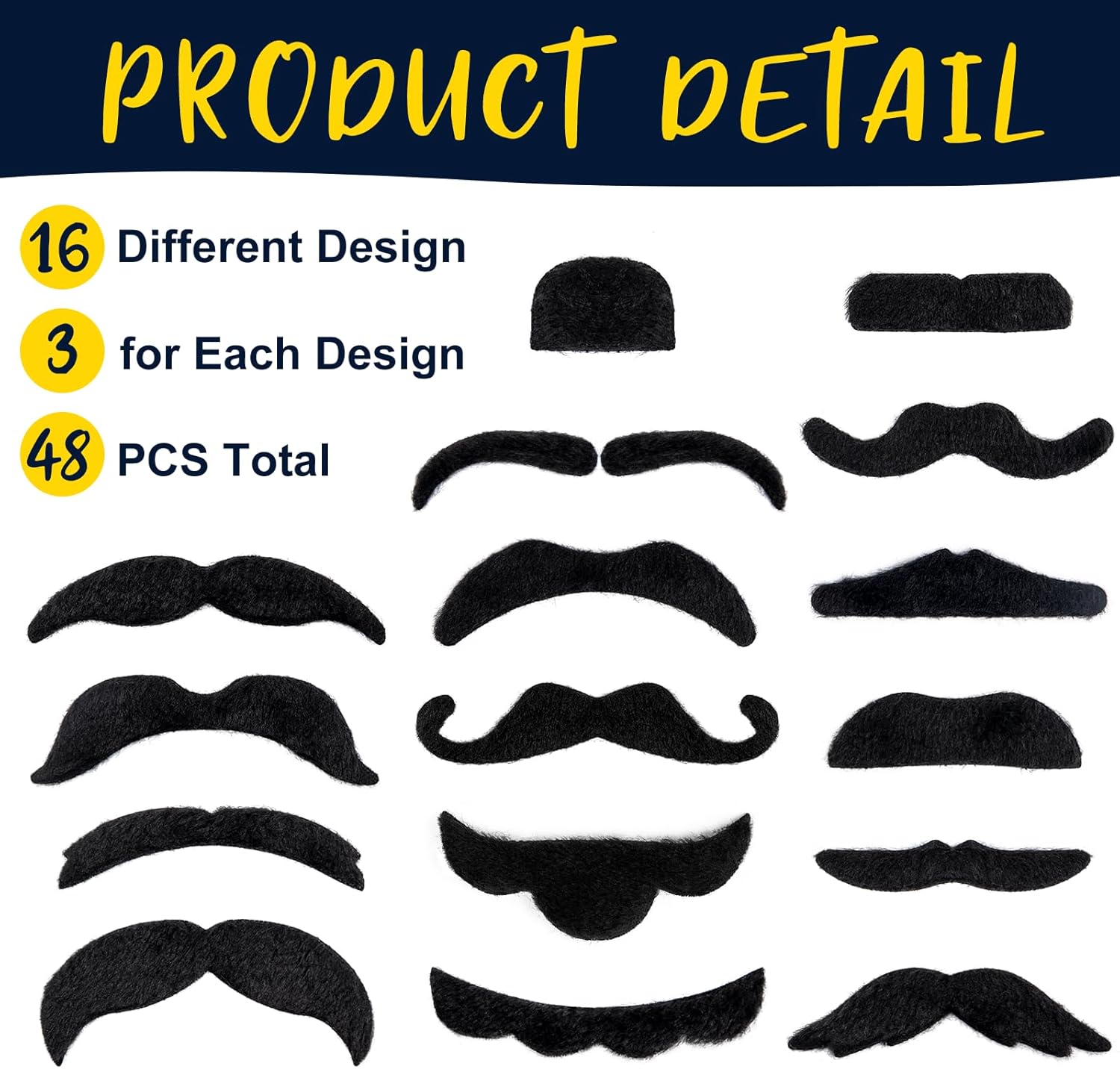 48 Piece Fake Mustaches Make for Halloween