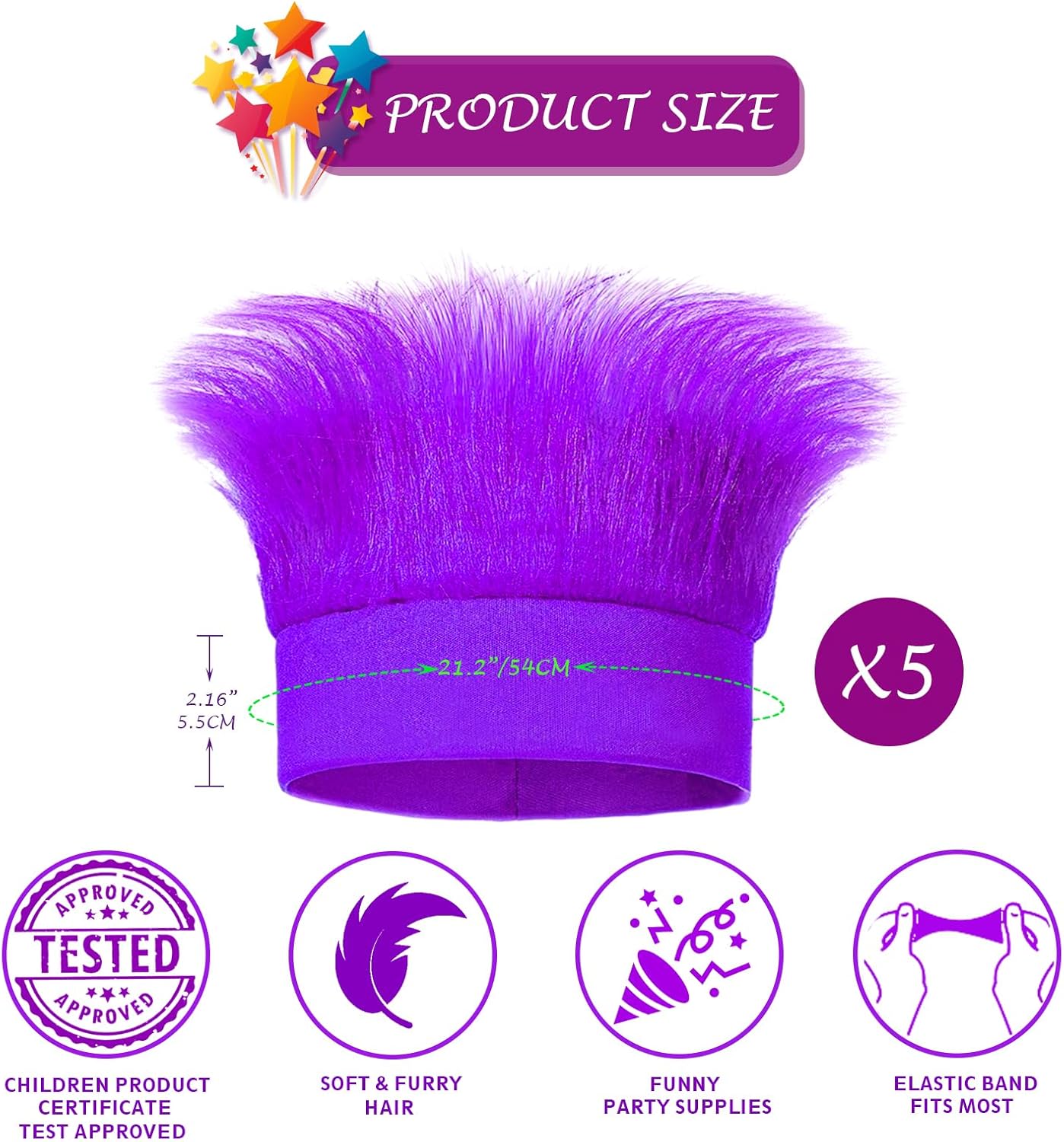 Vegove 5-Piece Hairy Headband Set for Spirit Day Halloween