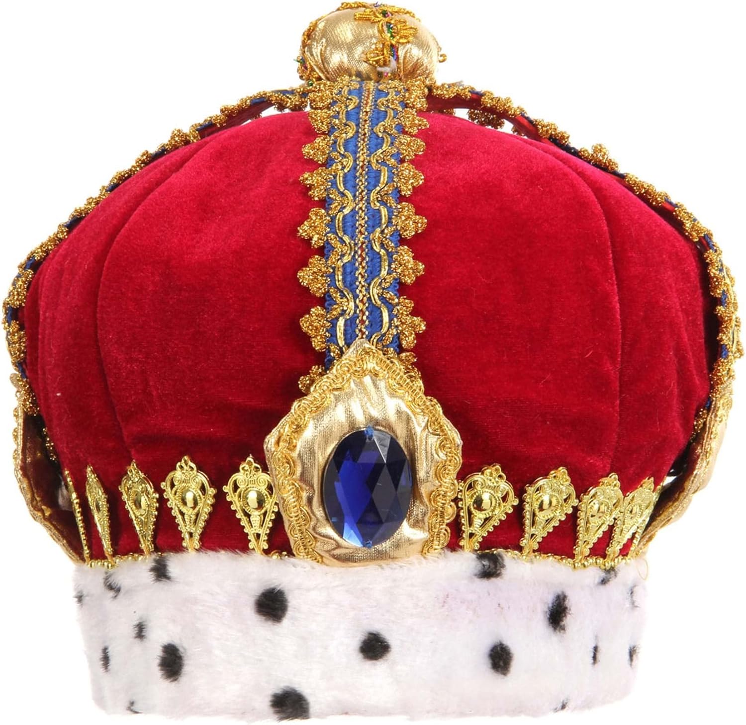 Royal King Red Velvet Costume Hat with Gold Medallions