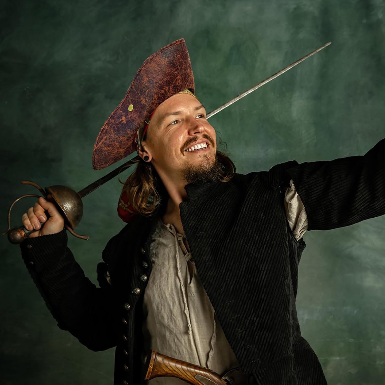 Xeehwb Brown Faux Leather Pirate Hat - Perfect Roleplay Accessory