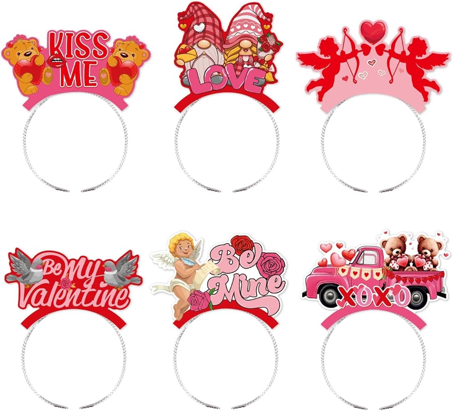 Comelodiant 6PCS Valentines Day Headbands - Perfect for Parties More