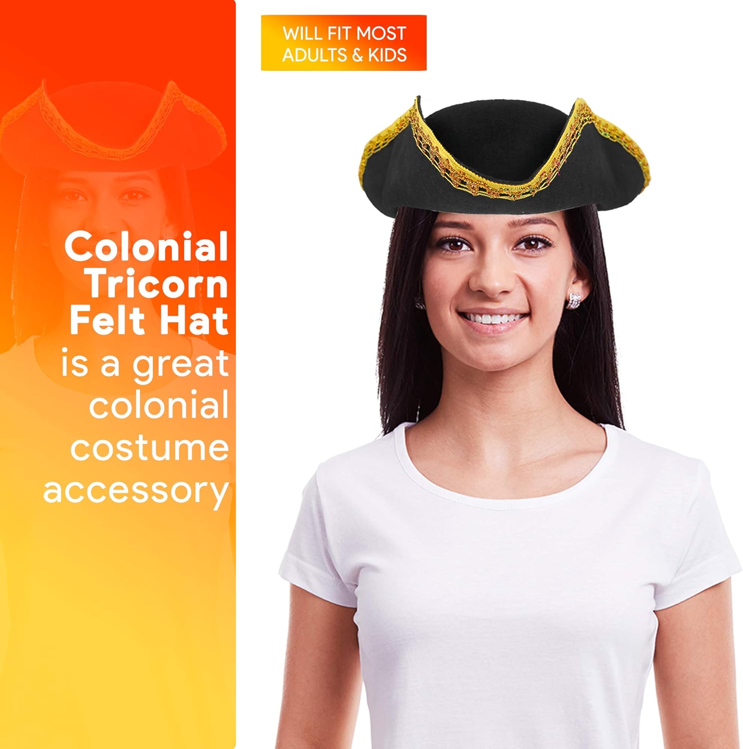 Skeleteen Colonial Black Tricorn Hay