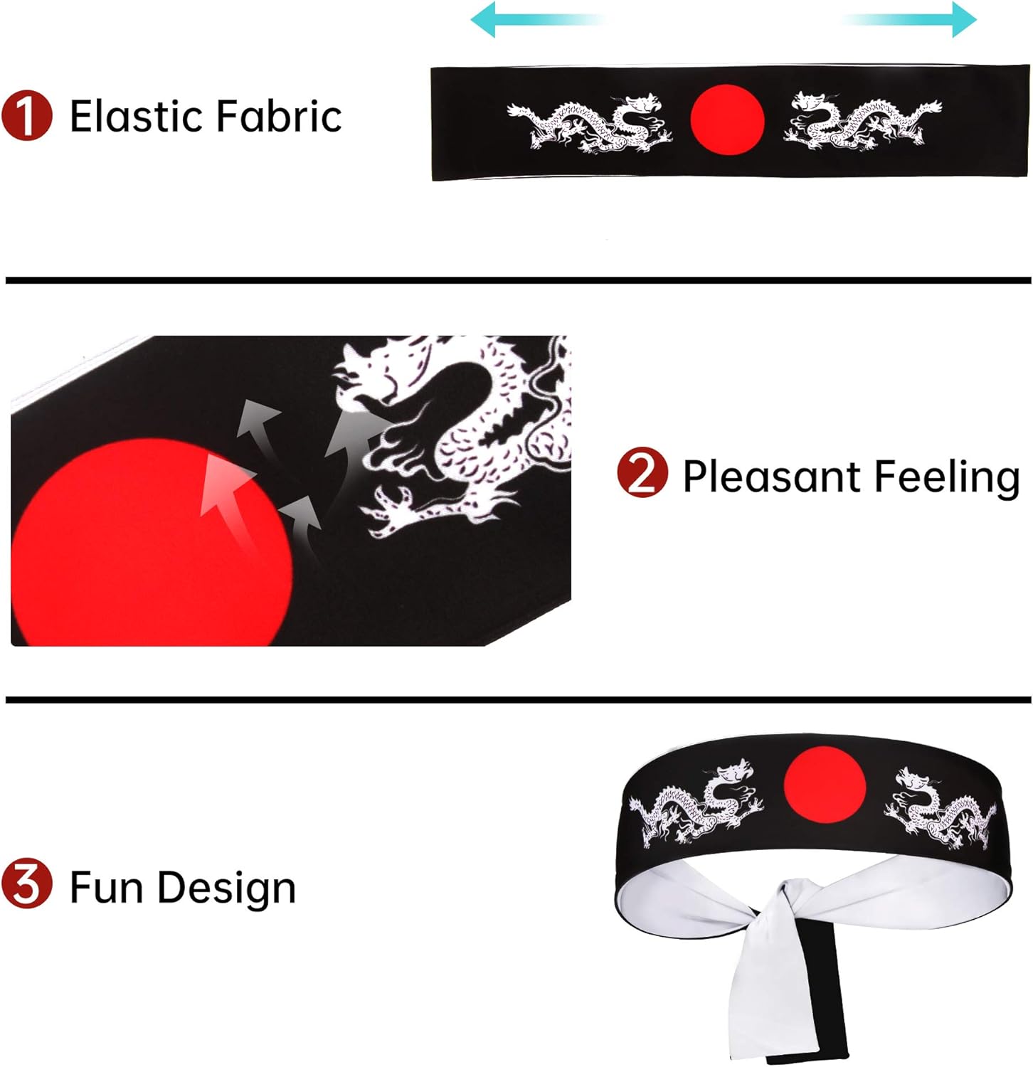 Reversible Bushido Hachimaki Warrior Headband Halloween Karate and More