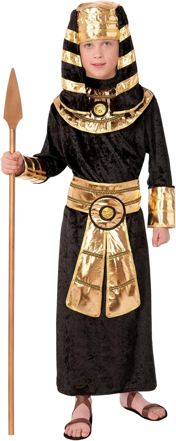 Pharaoh Costume BlackGold Full-Length Tunic Headdress