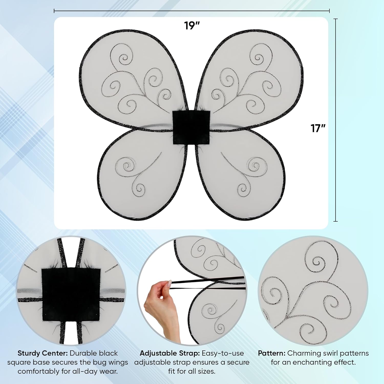 Funcredible Black Butterfly Wings Headband Costume Set