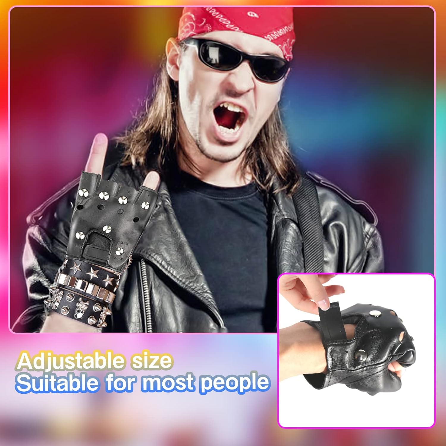 9-Piece Rockstar Punk Accessories Set for Men
