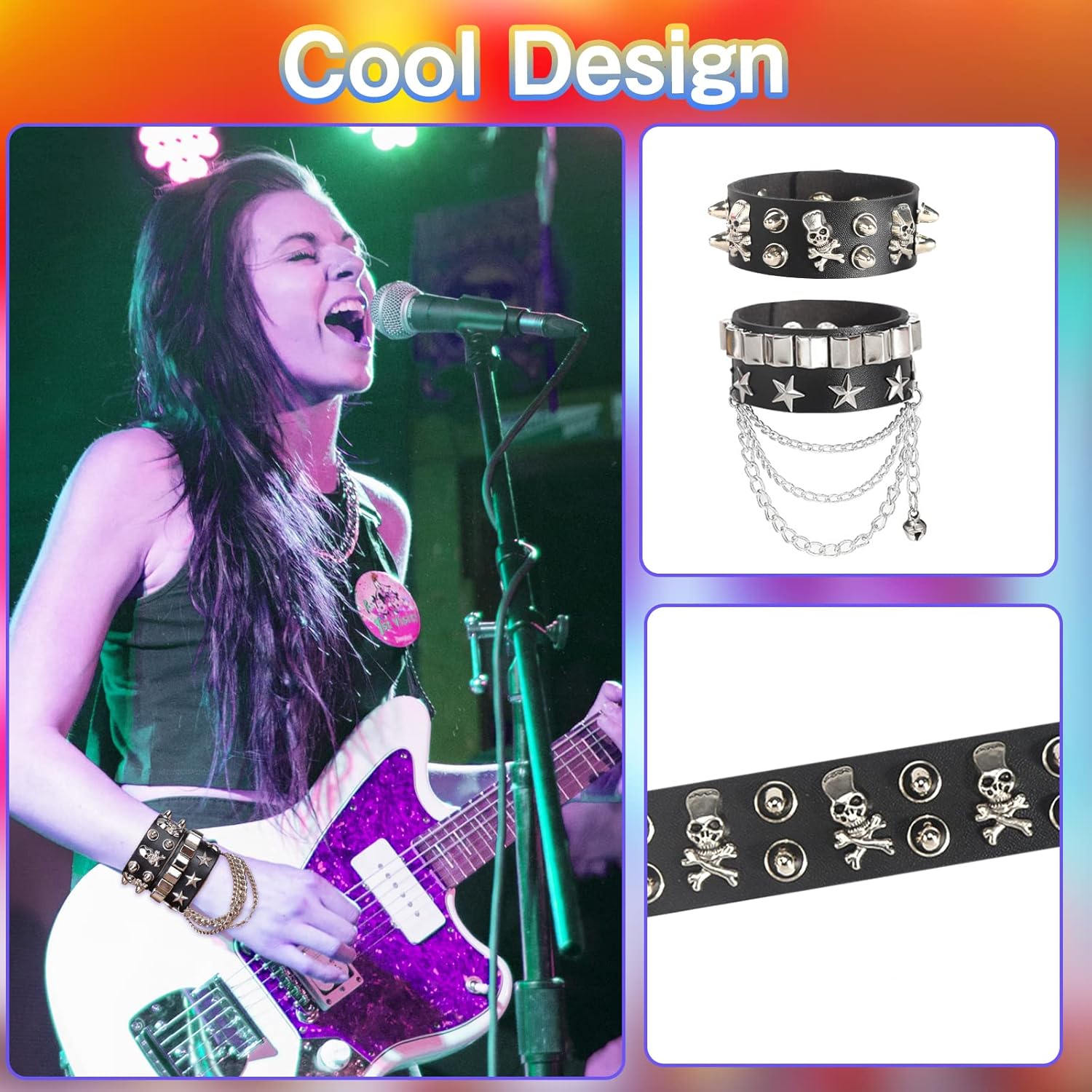 9-Piece Rockstar Punk Accessories Set for Men