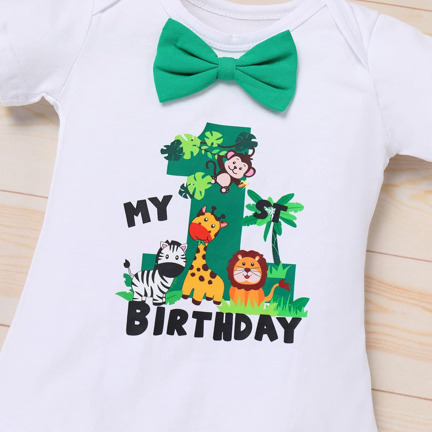 IBTOM CASTLE Baby Boy 1st Birthday Jungle Animal Romper Bloomers Set 3pcs