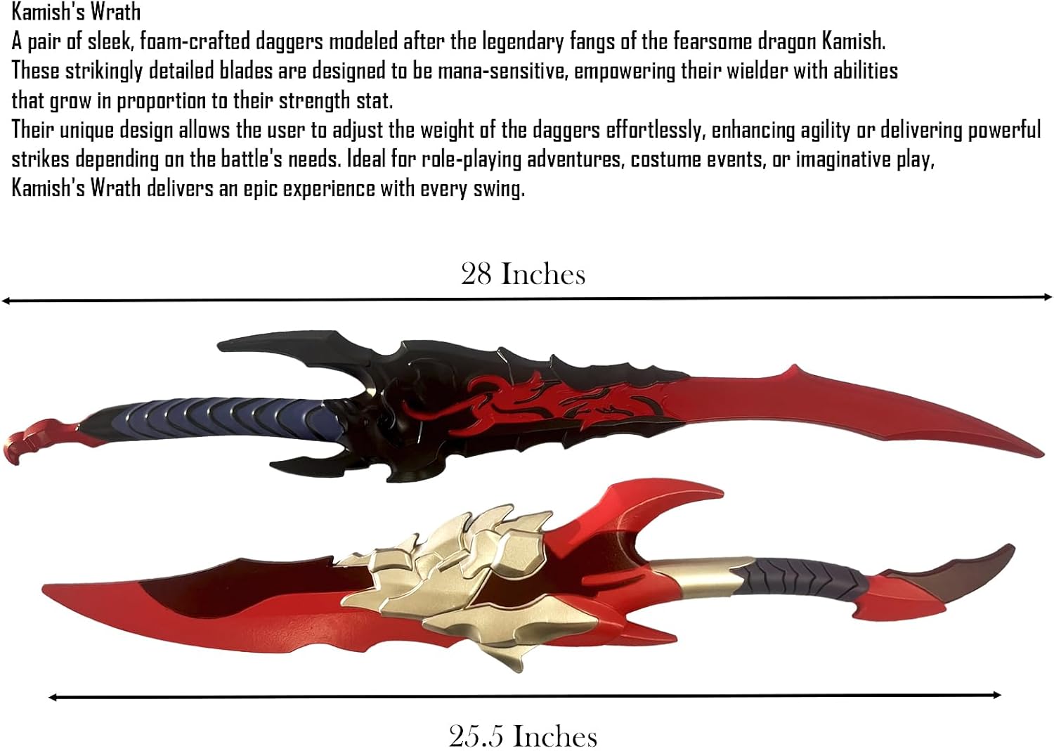 LALAPORT 2-Piece Set Medieval Fantasy Kamish Wrath Foam Dagger