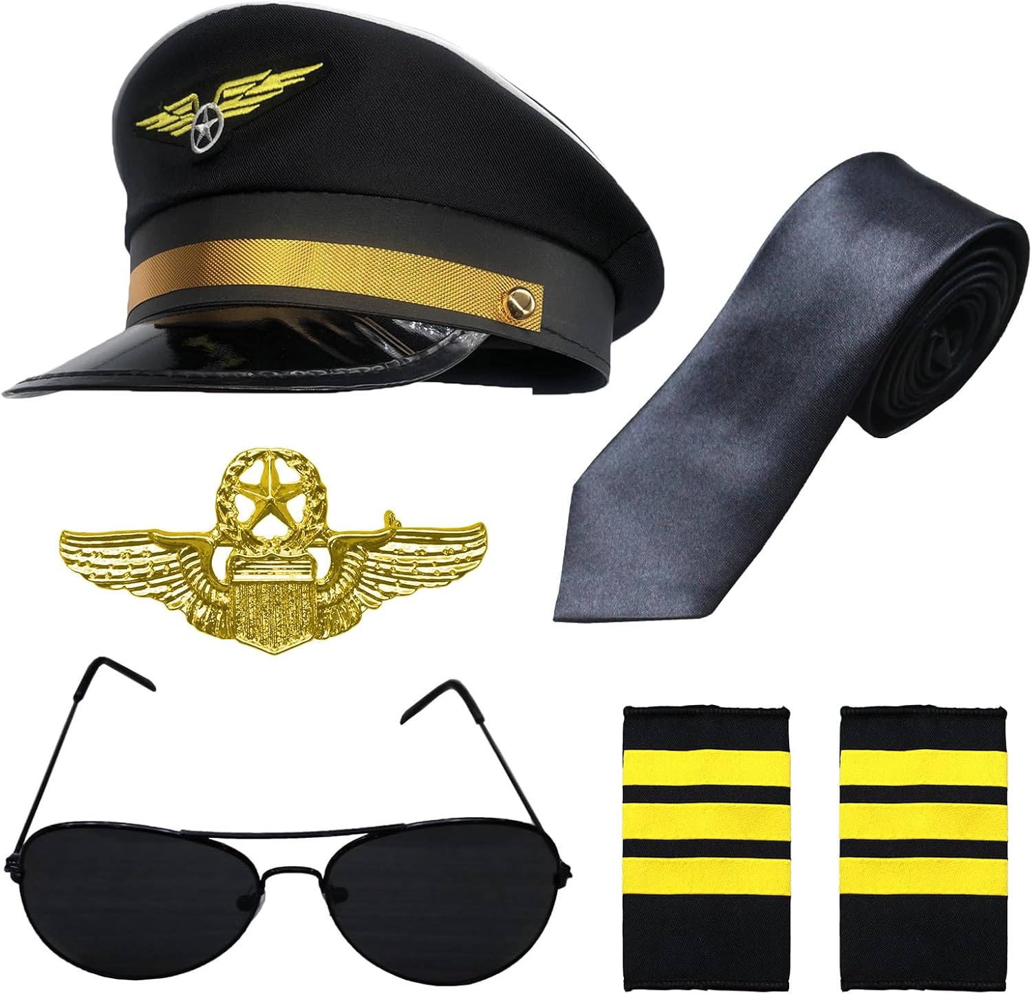 6-Piece Captain Pilot Costume Set