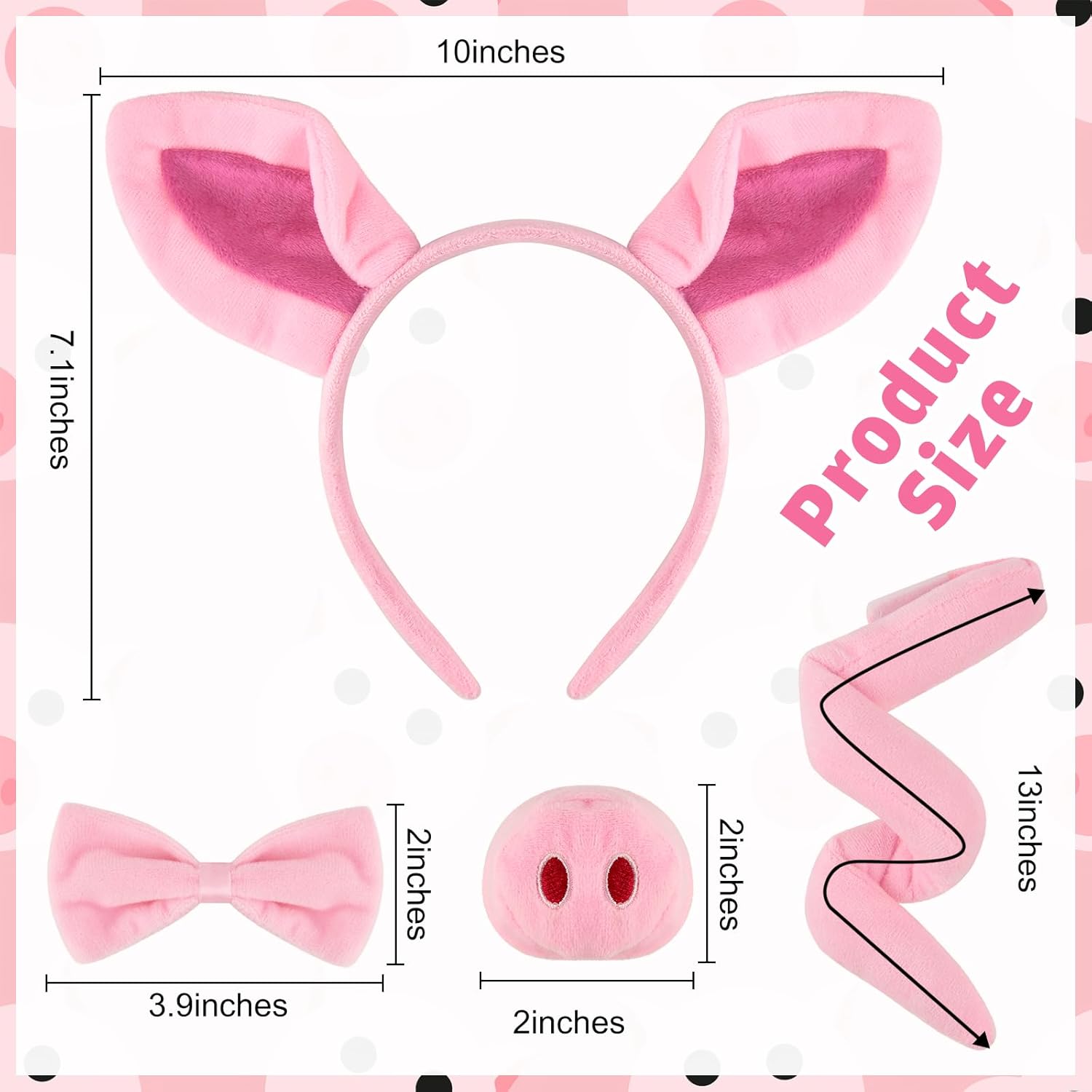 Mototo 4-Piece Fluffy Pink Pig Accessories Set