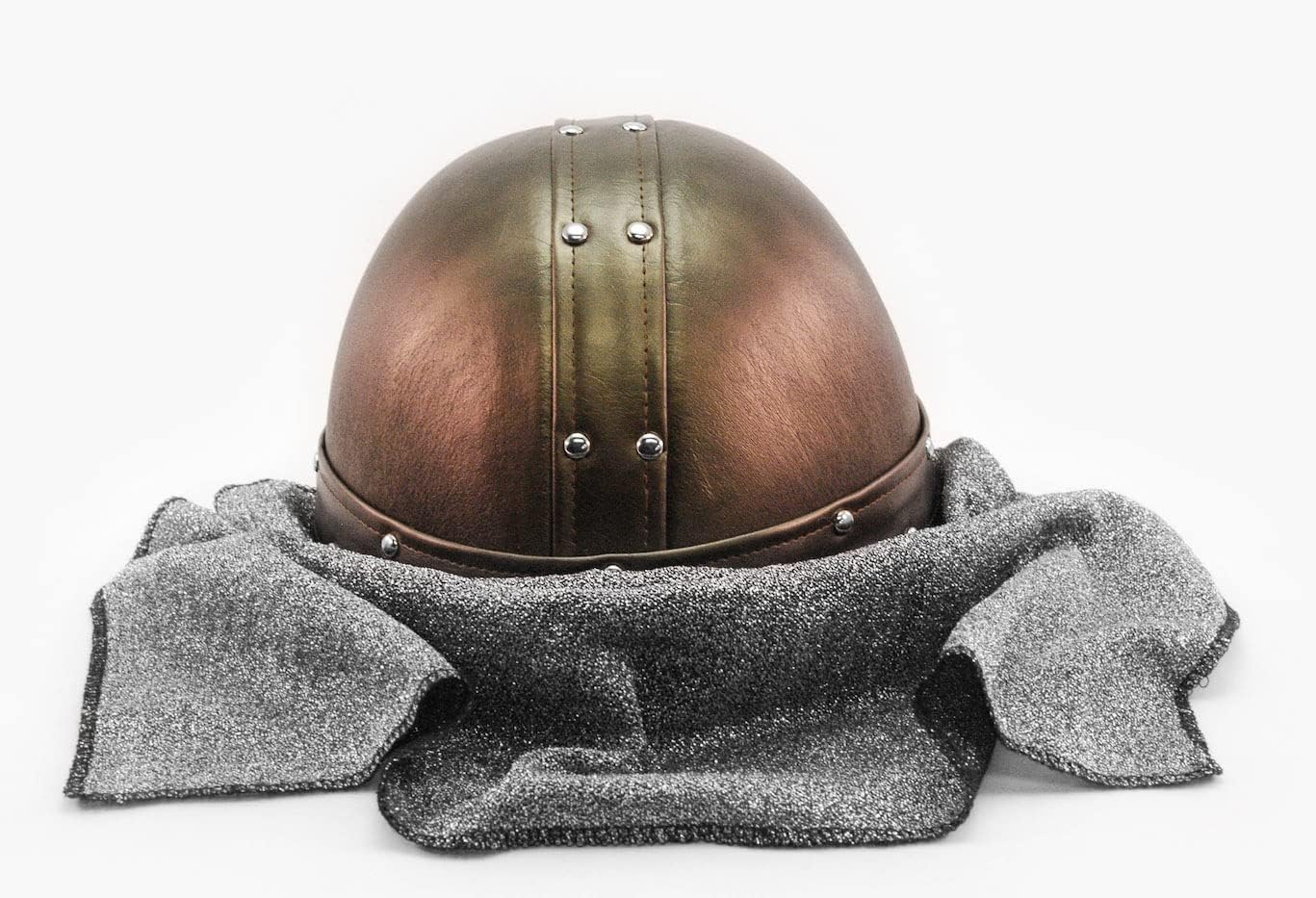 Knight Helmet Hat - Metallic Finish with Chain Metal Drones