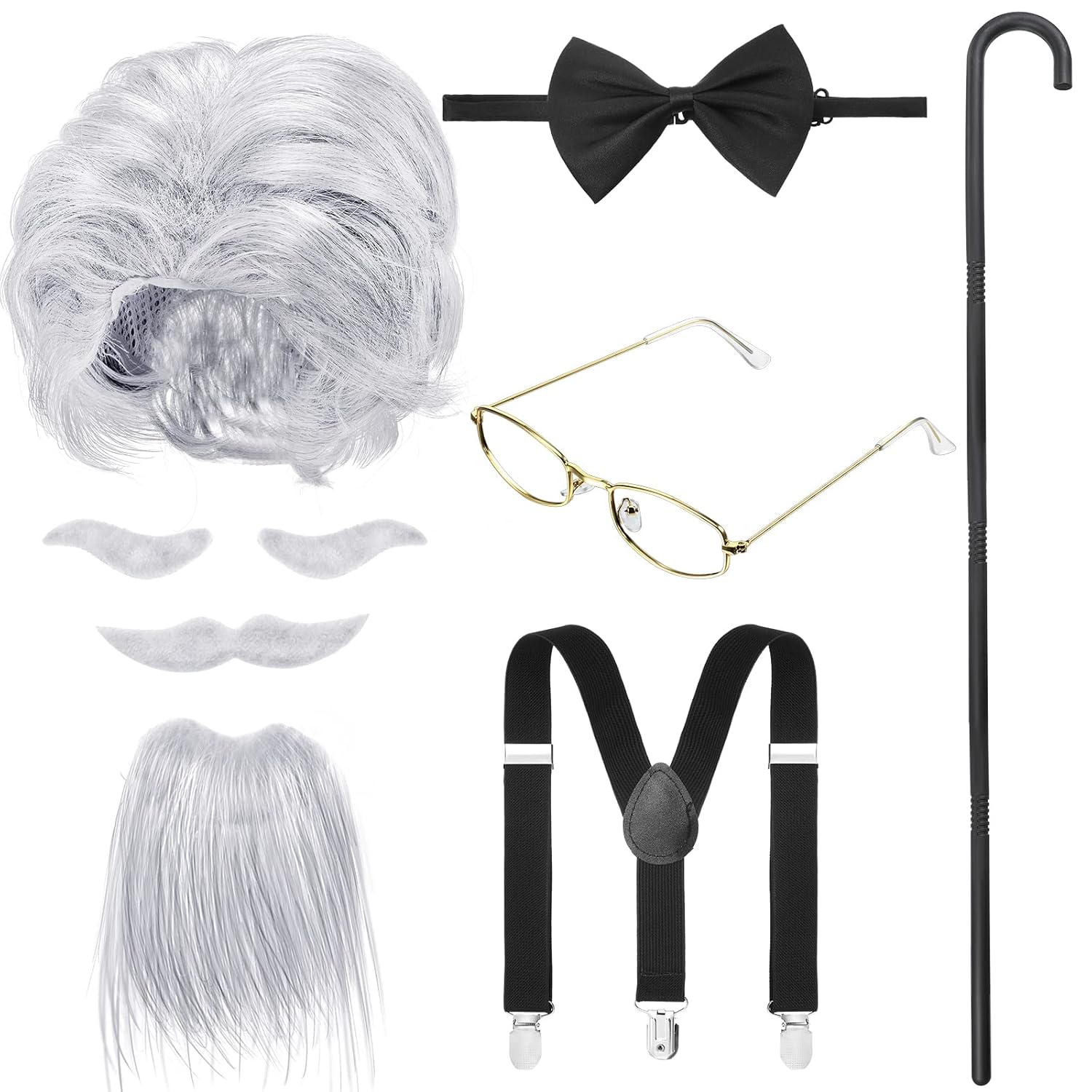 Quick-ship Grandpa Old Man Wig Set for Perfect Grandpa Look