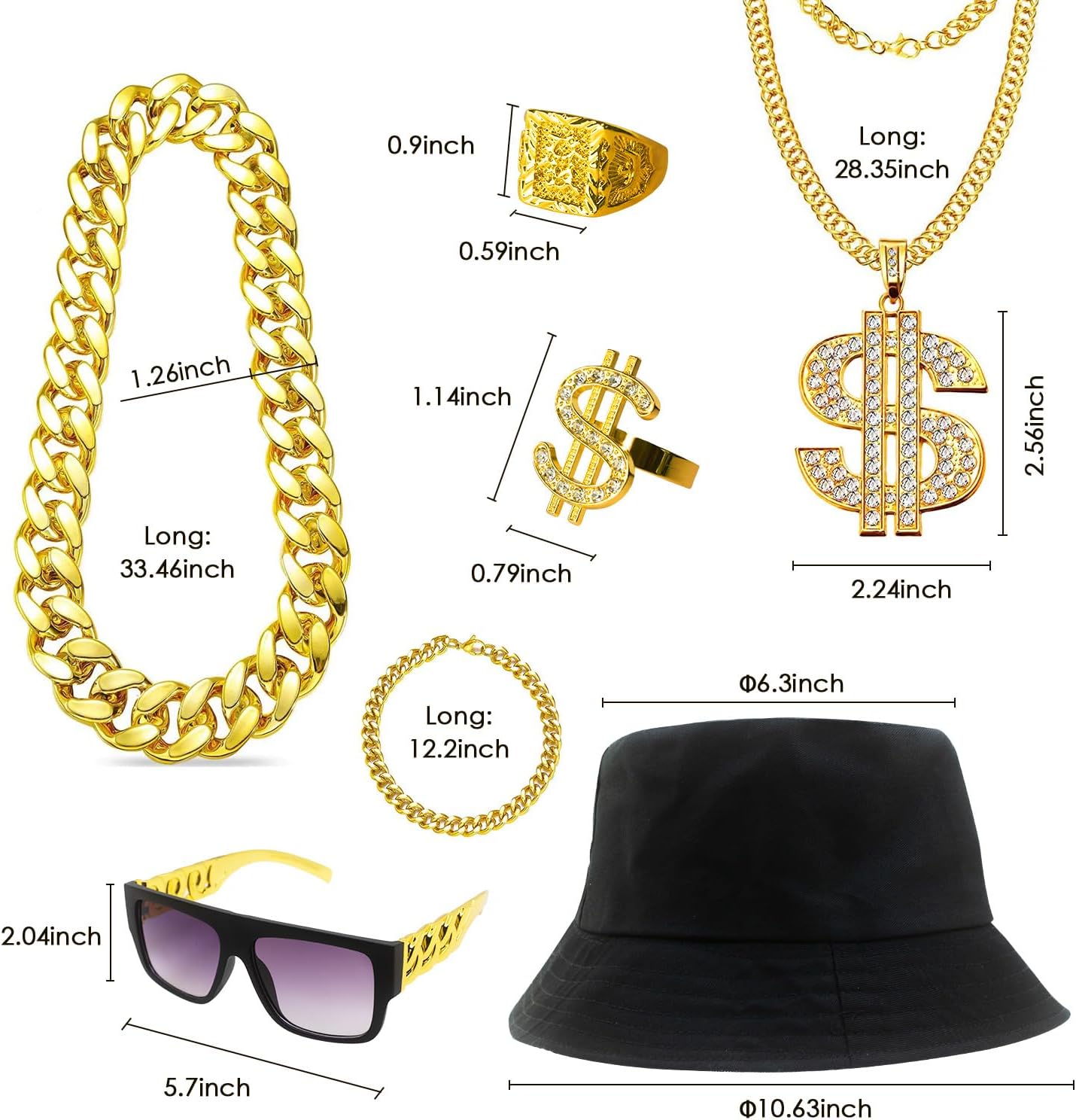 Boonbery 80s 90s Hip Hop Costume Kit for 80s90s Themed Party Supplies