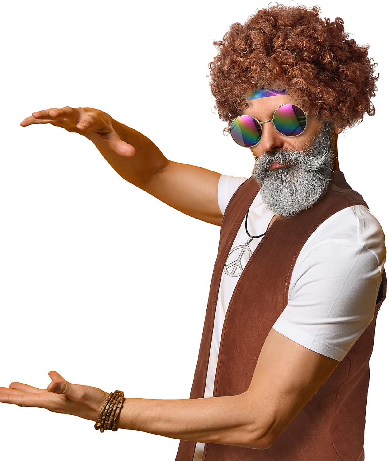 Didaey 5-Piece Hippie Mens Costume Set 60s-70s Themed Party Accessories