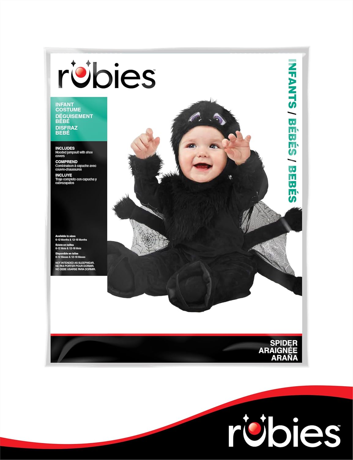 Rubies Spider costume jumpsuit booties and hood for baby boys