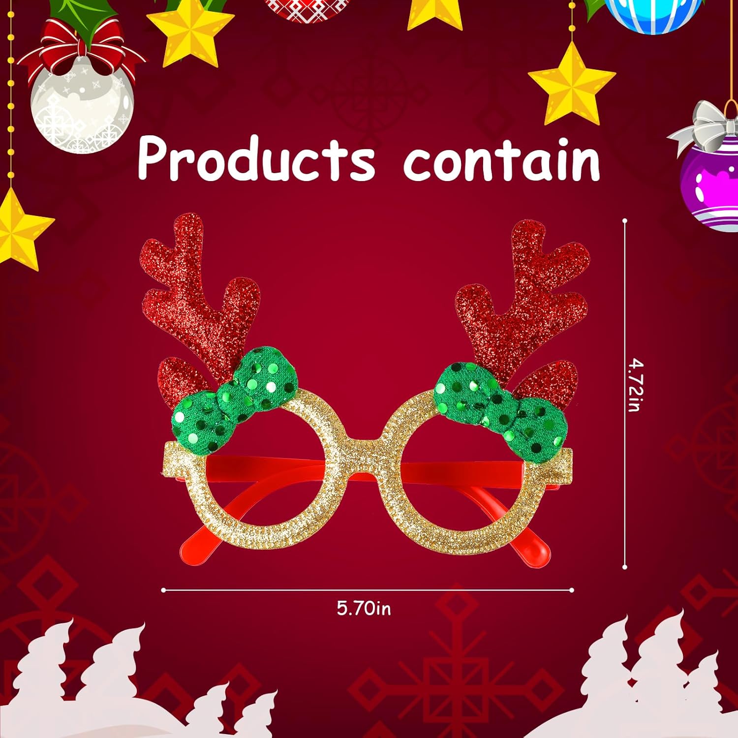 12pc Metal Christmas Glasses - Perfect for Parties