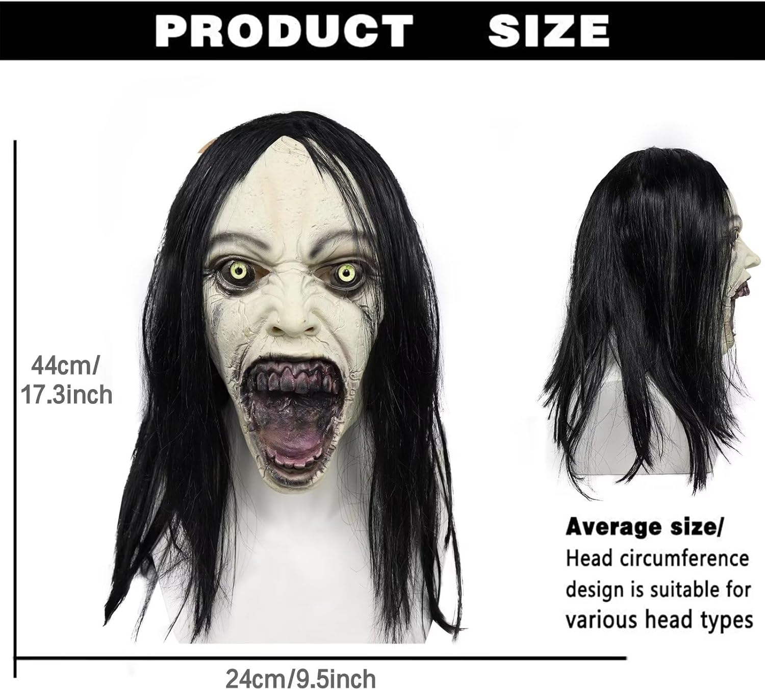 Horror Mask Womens Latex Cepyotic Demon Wigs
