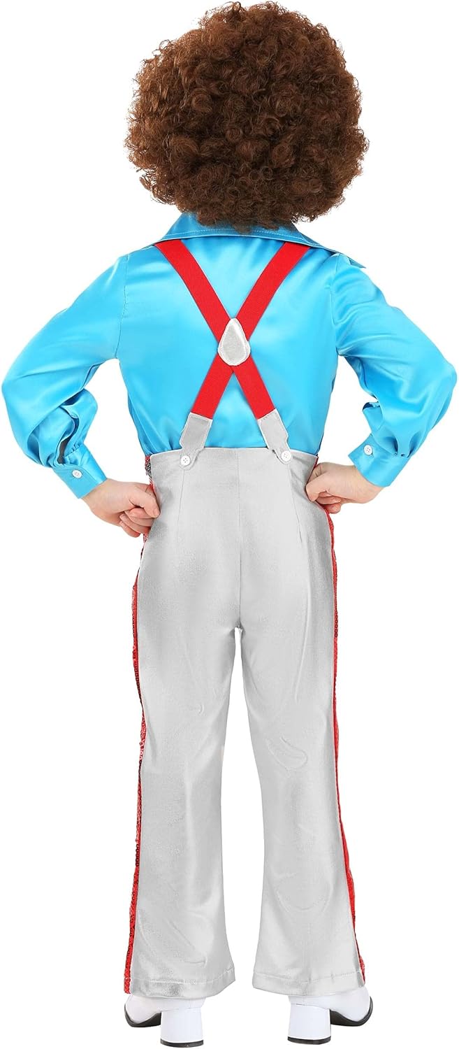 Sparkling Toddler Disco Dazzler Halloween Costume Groovy Blue Shirt Sparkling Shiny Flared Pants