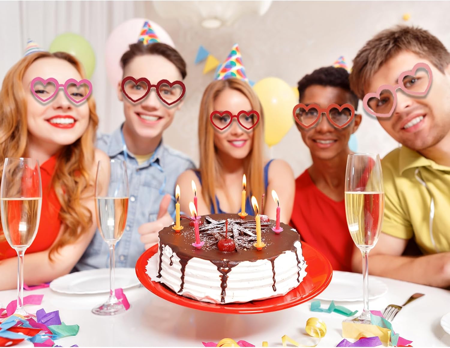 Perfect Valentines Day Heart Glasses for 36 Pairs