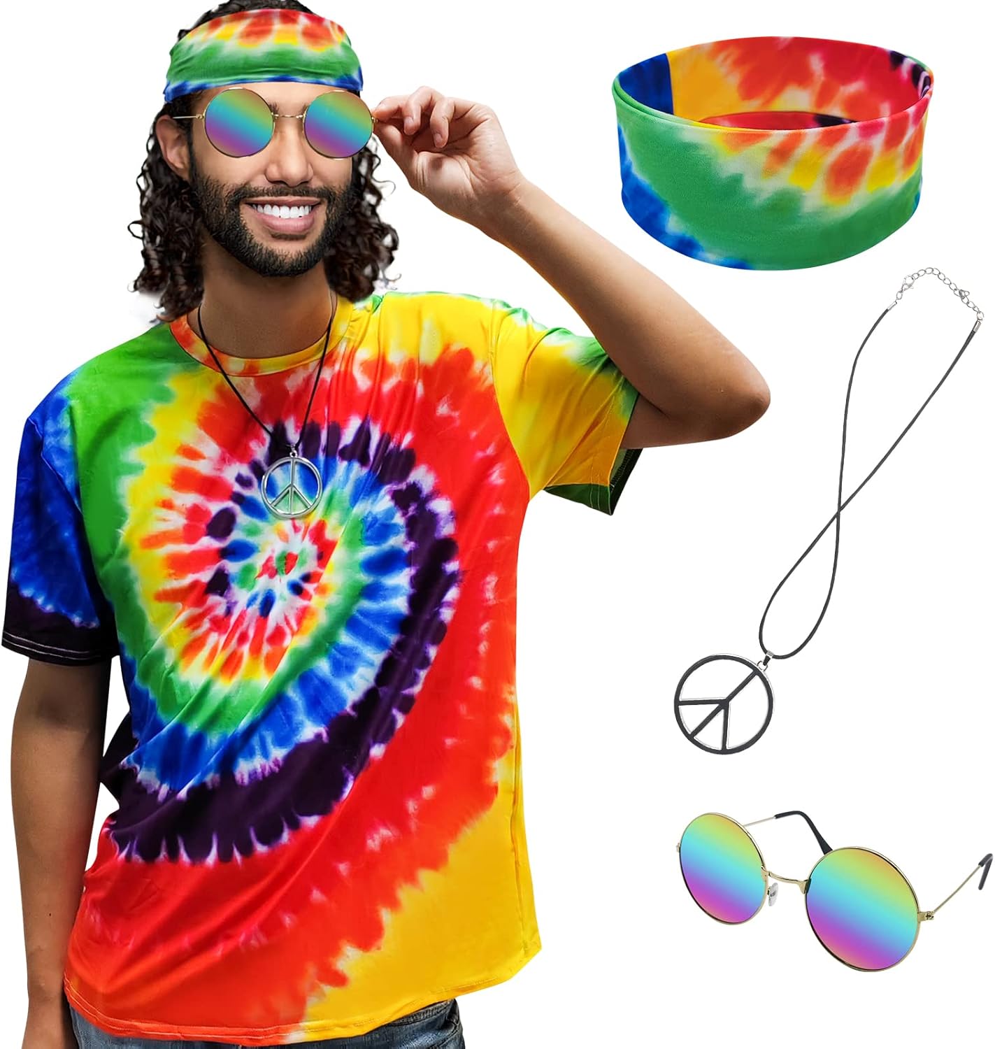 60s and 70s Hippie Costumes Set - Peace Necklace Party Accessories