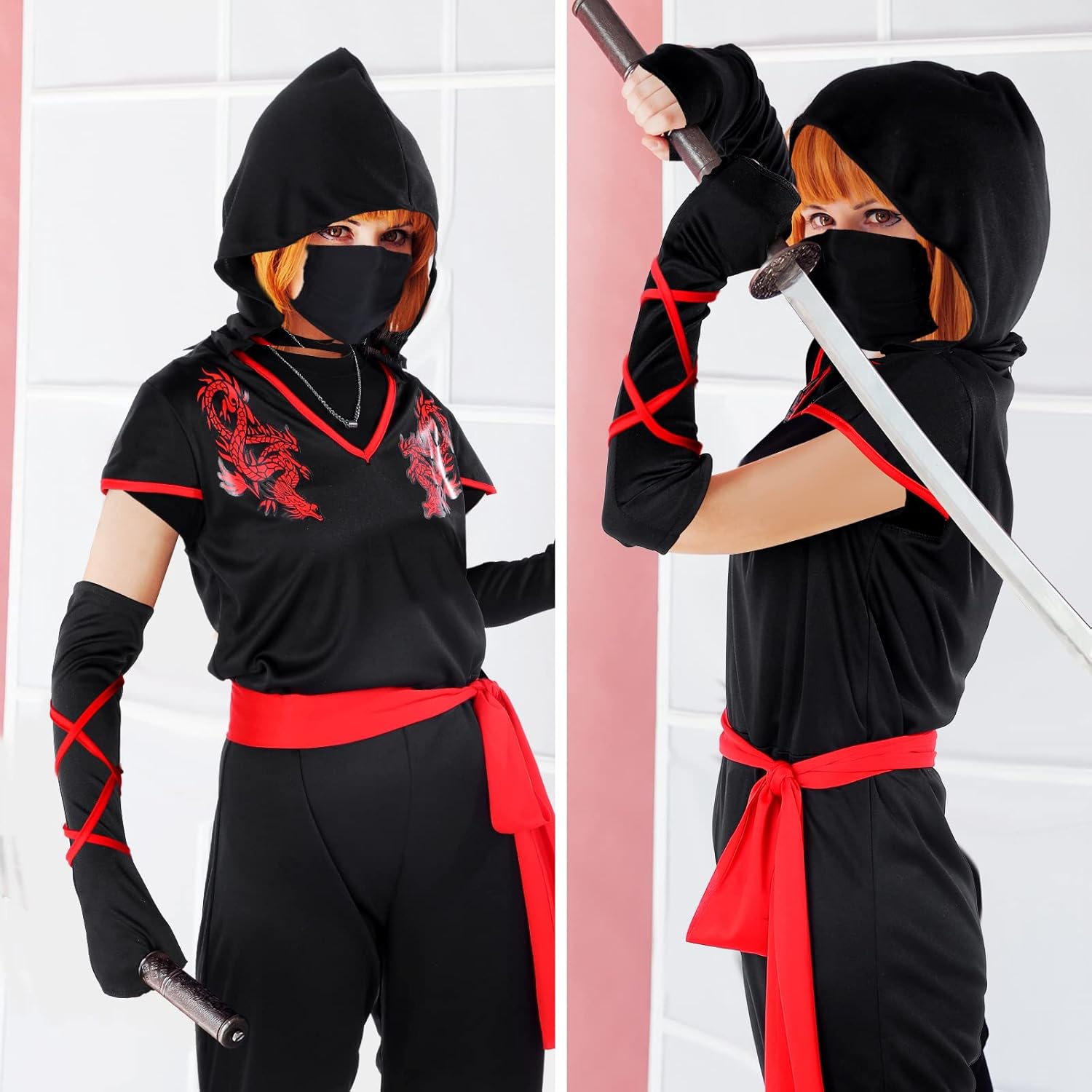Jiuguva 9-Piece Ninja Costume Set for Women - Halloween More