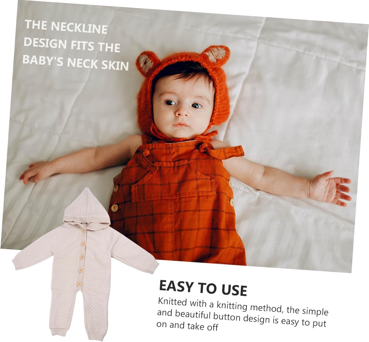 Knitted Jumpsuit for Toddlers with Rabbit Hair Decor