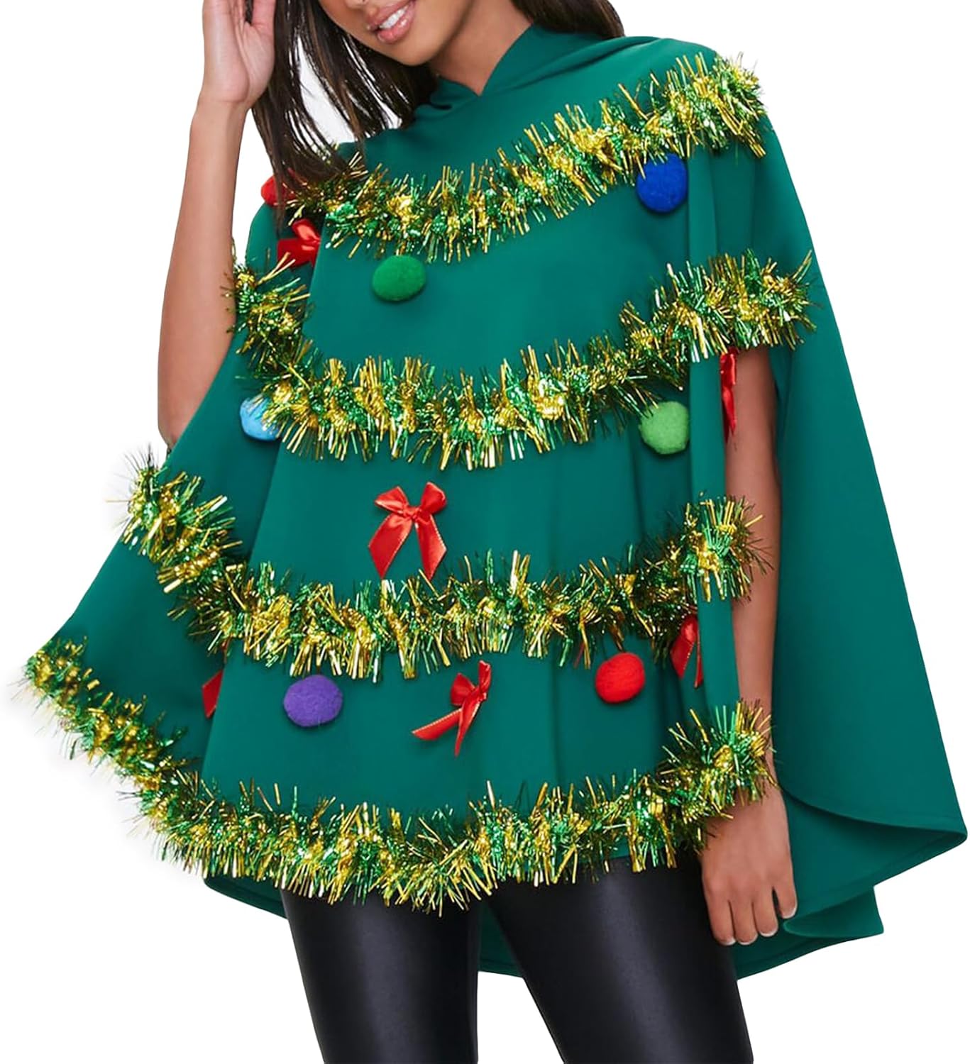 Michellecmm Christmas Tree Poncho Costume Women
