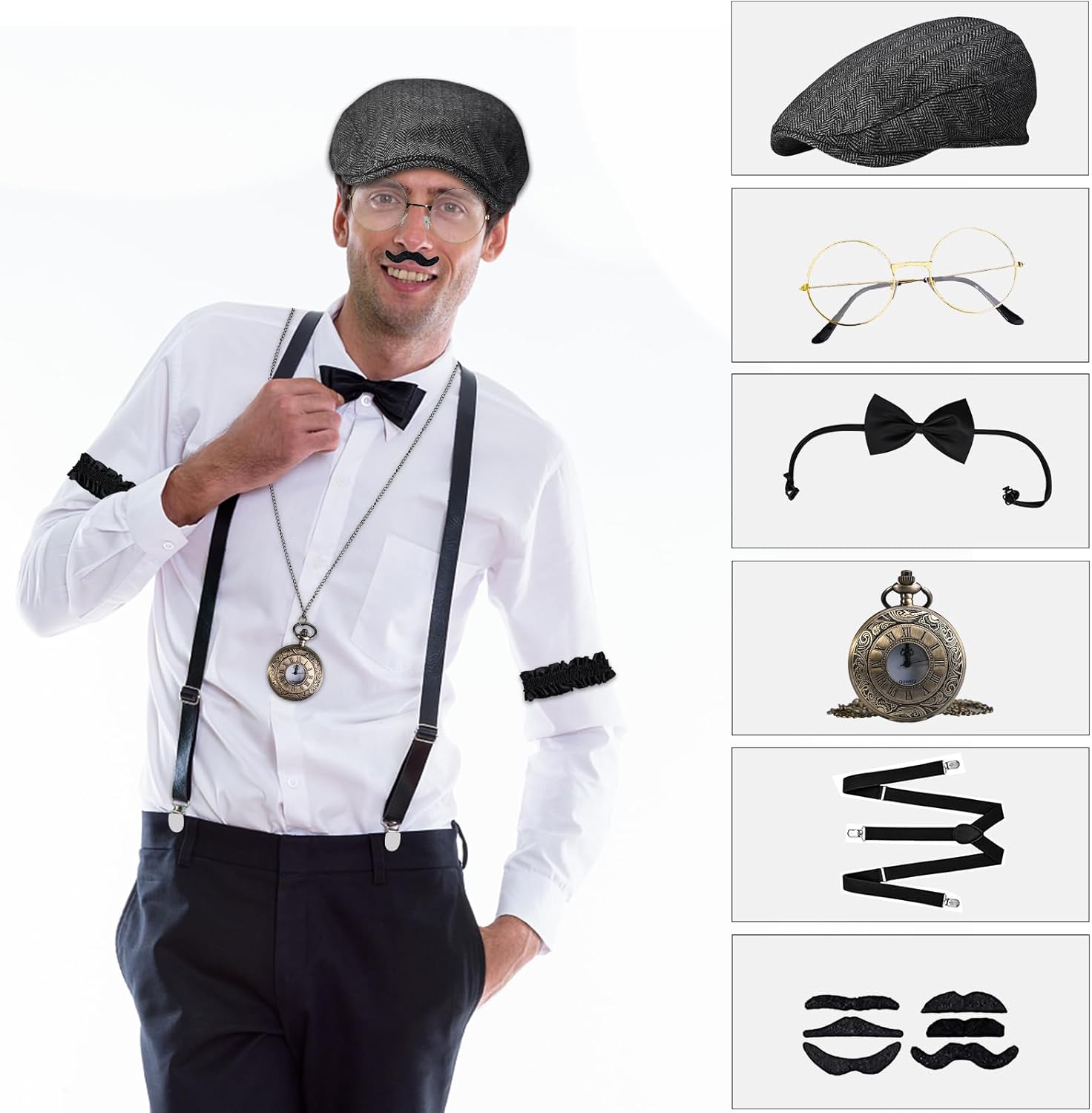 GOLDGE 1920s Elegance Mens Accessory Set for Classic Looks