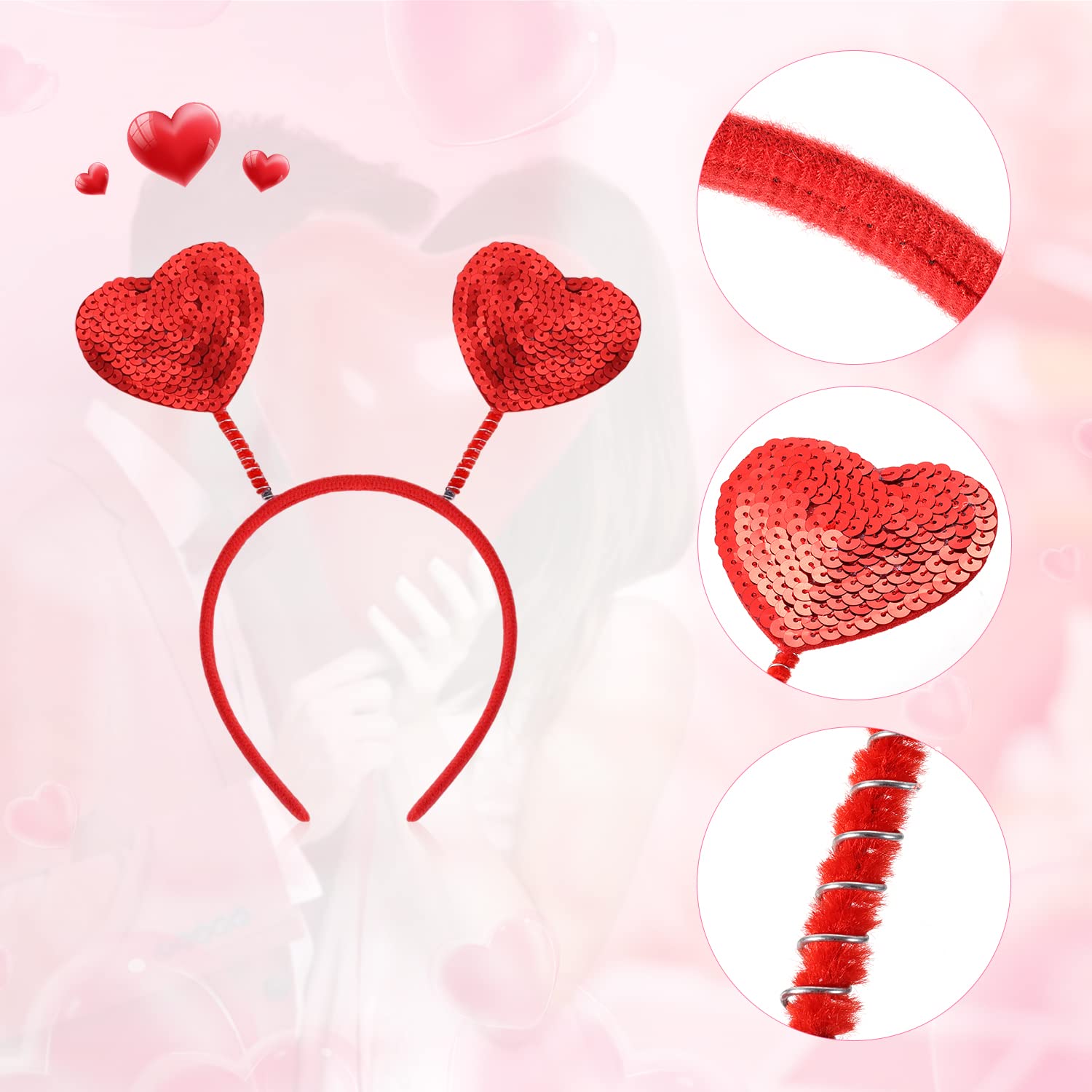 2pcs Heart Headband for Valentines Day
