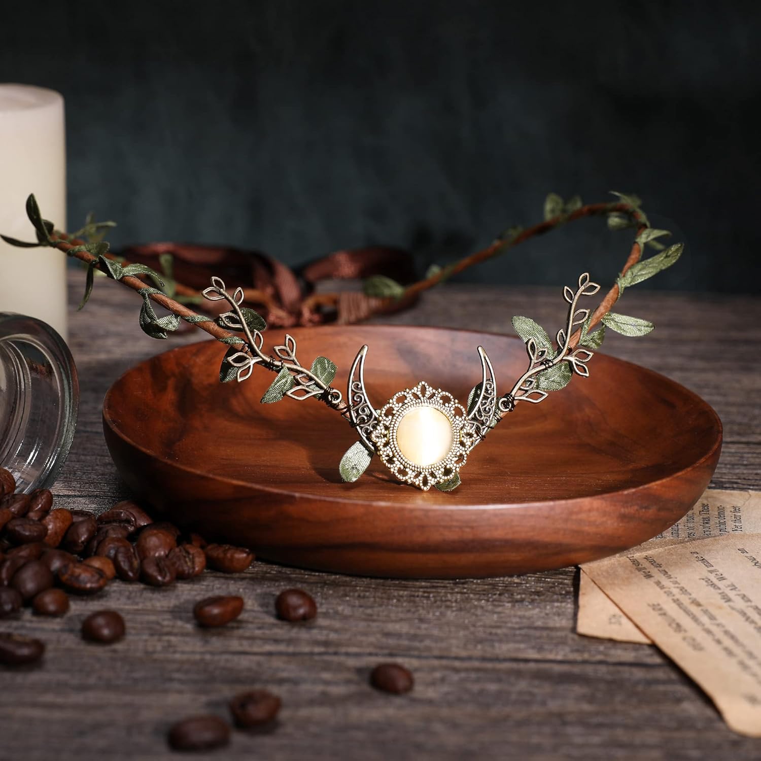 MOSTORY Moonwood Crown Headband -adjustableElegant woodland headband for womencosplay and special occasions