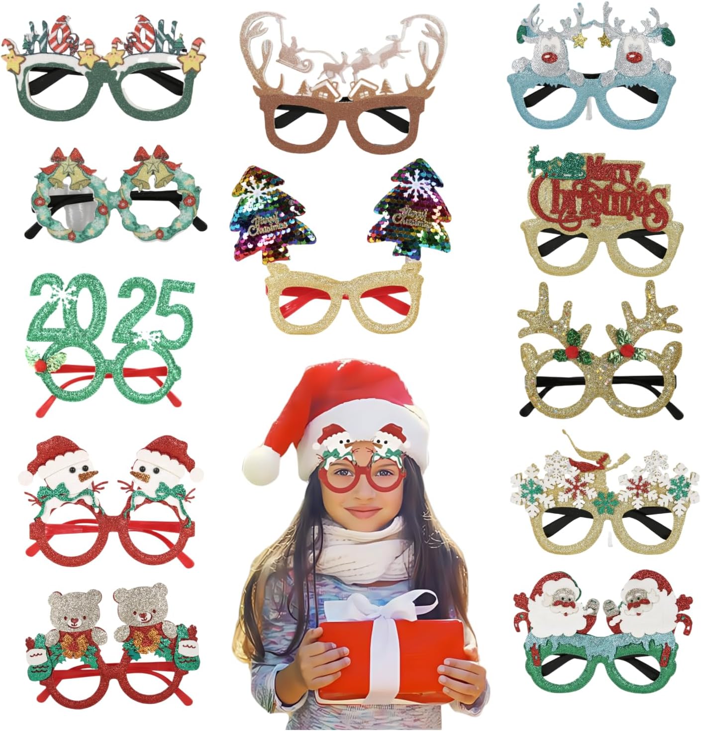12-Piece Christmas Glasses for Party Gifts Perfect for Santa Friends