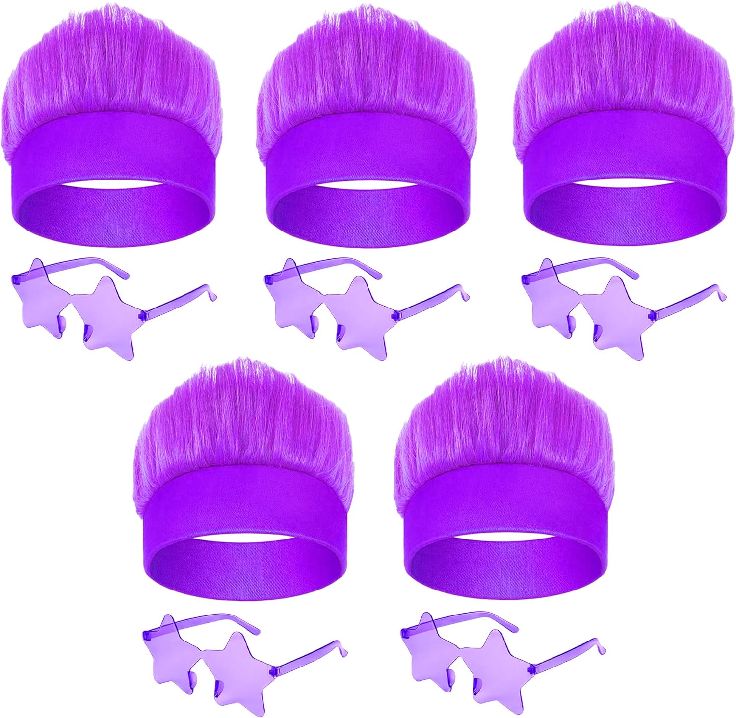 Vegove 5-Piece Hairy Headband Set for Spirit Day Halloween