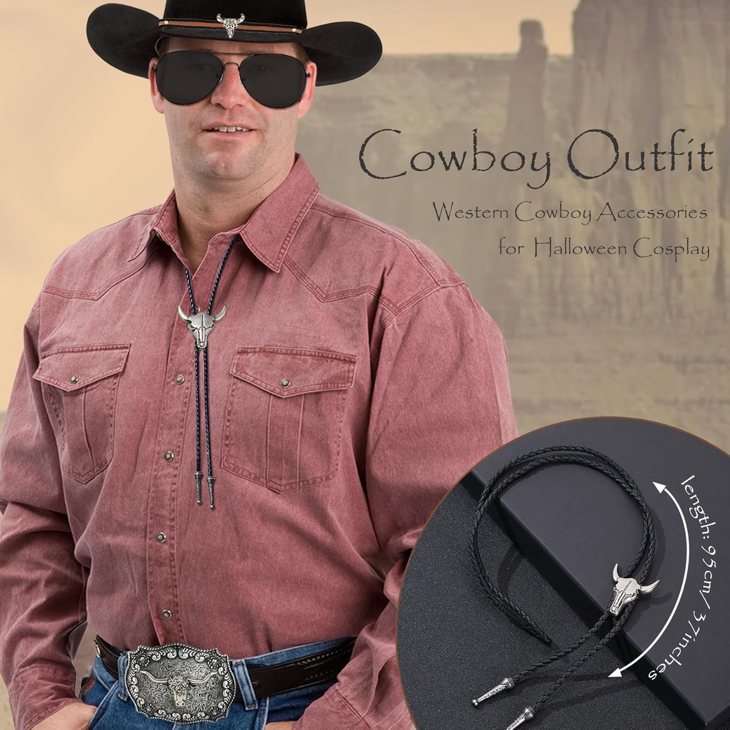 EIELO Western Cowboy Costume Set for Men Women