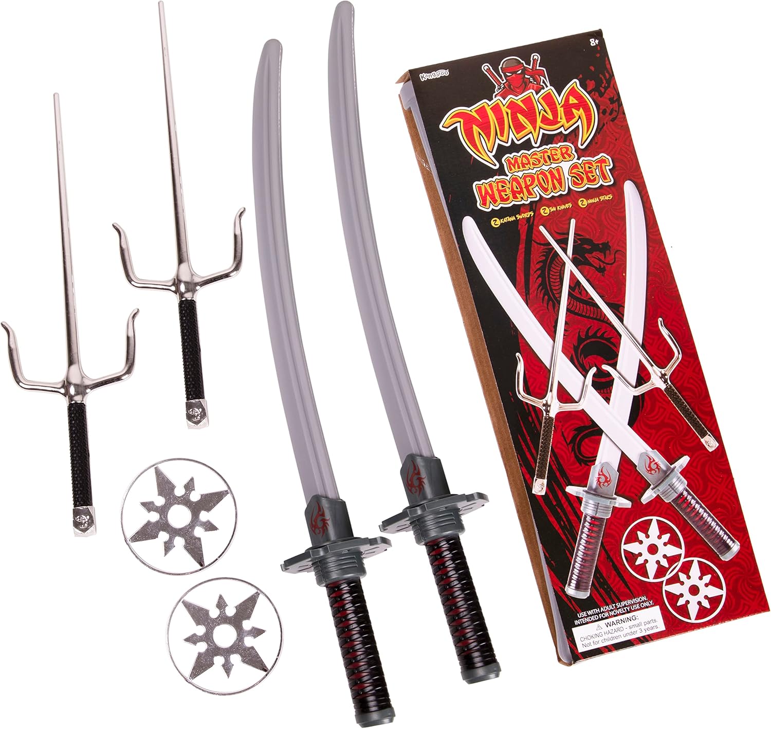 Ninja Kids costumeAccessories set - katanas sais and stars for Halloween toys