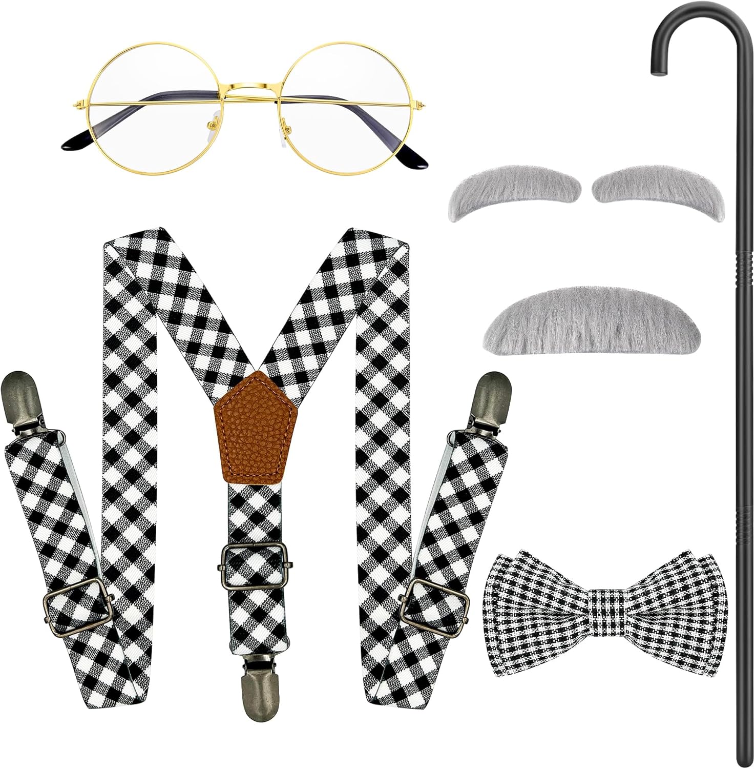 Kids Old Man Costume 100 Days of School Fake Beards for Boys