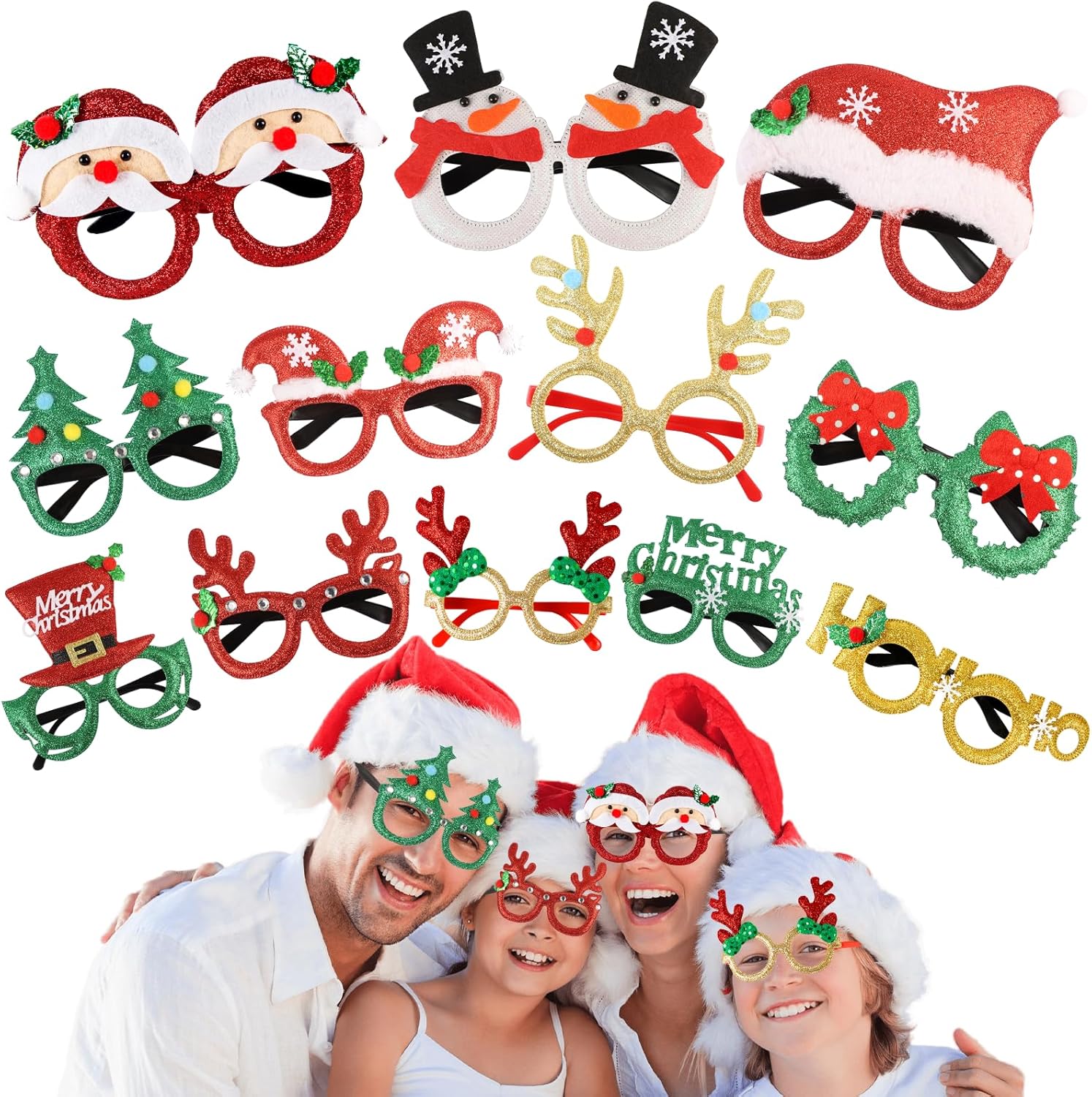 12pc Metal Christmas Glasses - Perfect for Parties