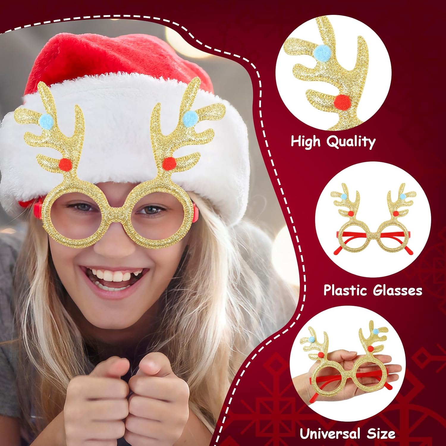 12pc Metal Christmas Glasses - Perfect for Parties