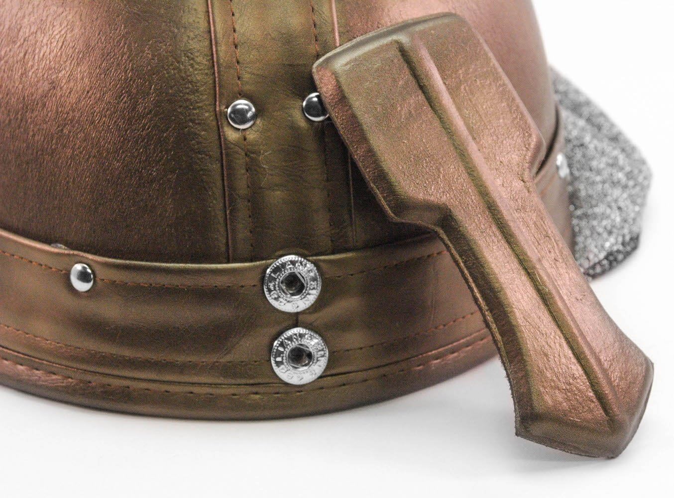 Knight Helmet Hat - Metallic Finish with Chain Metal Drones