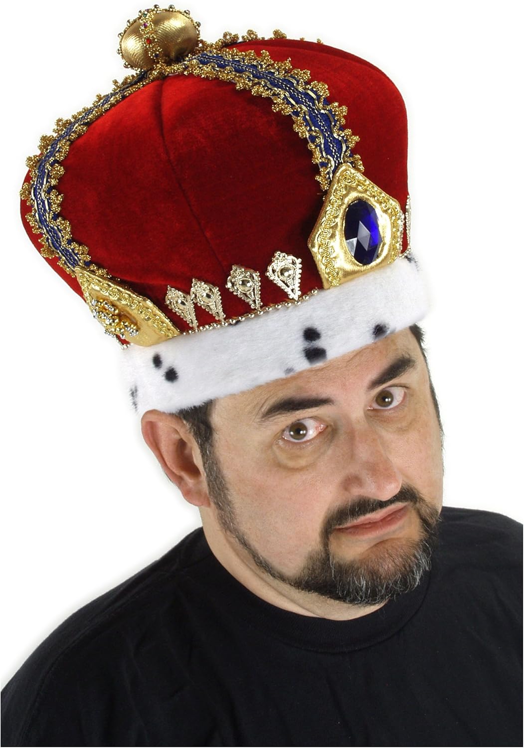 Royal King Red Velvet Costume Hat with Gold Medallions
