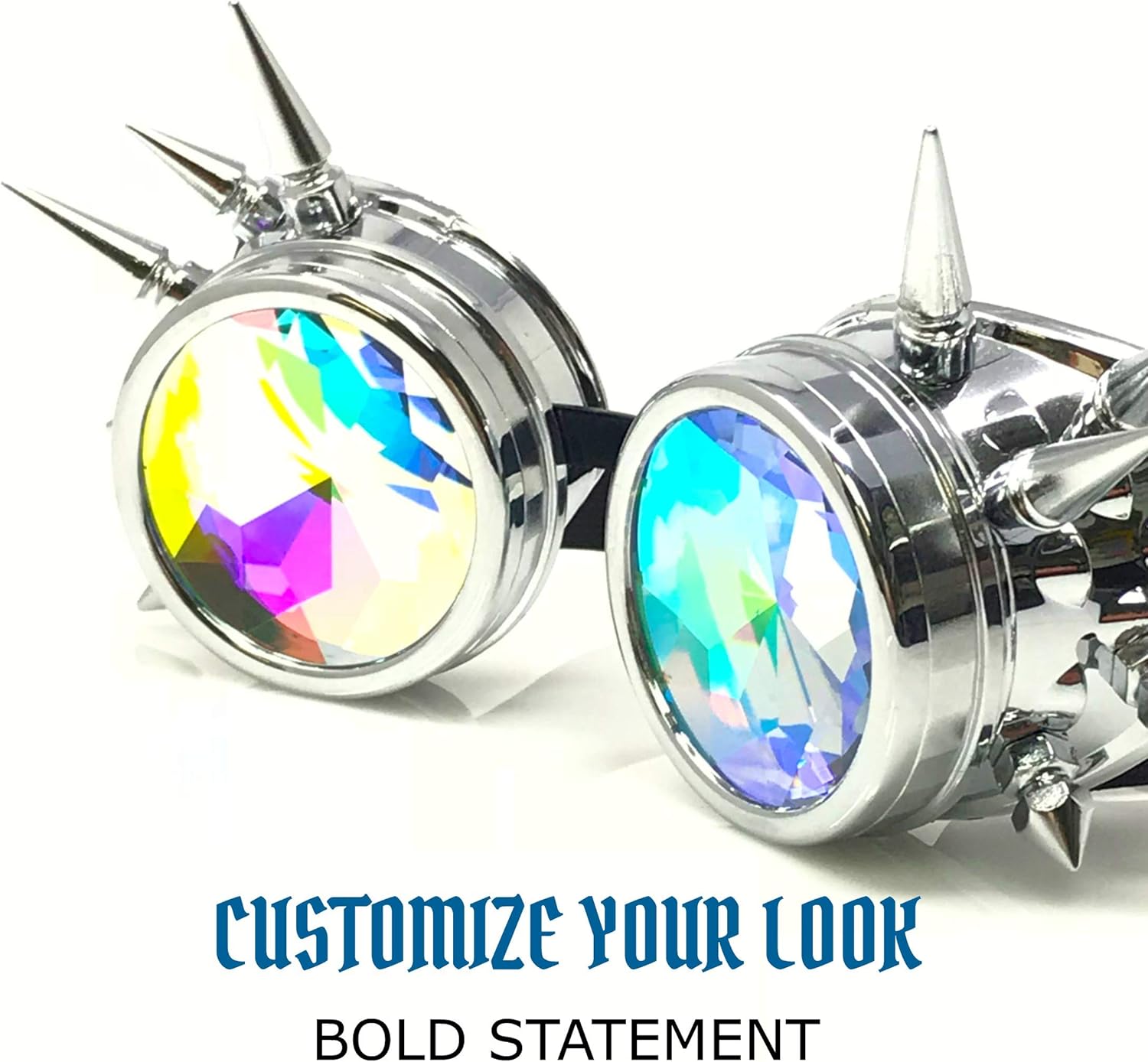 UMBRELLALABORATORY Crystal Rainbow Kaleidoscope Steampunk Goggles