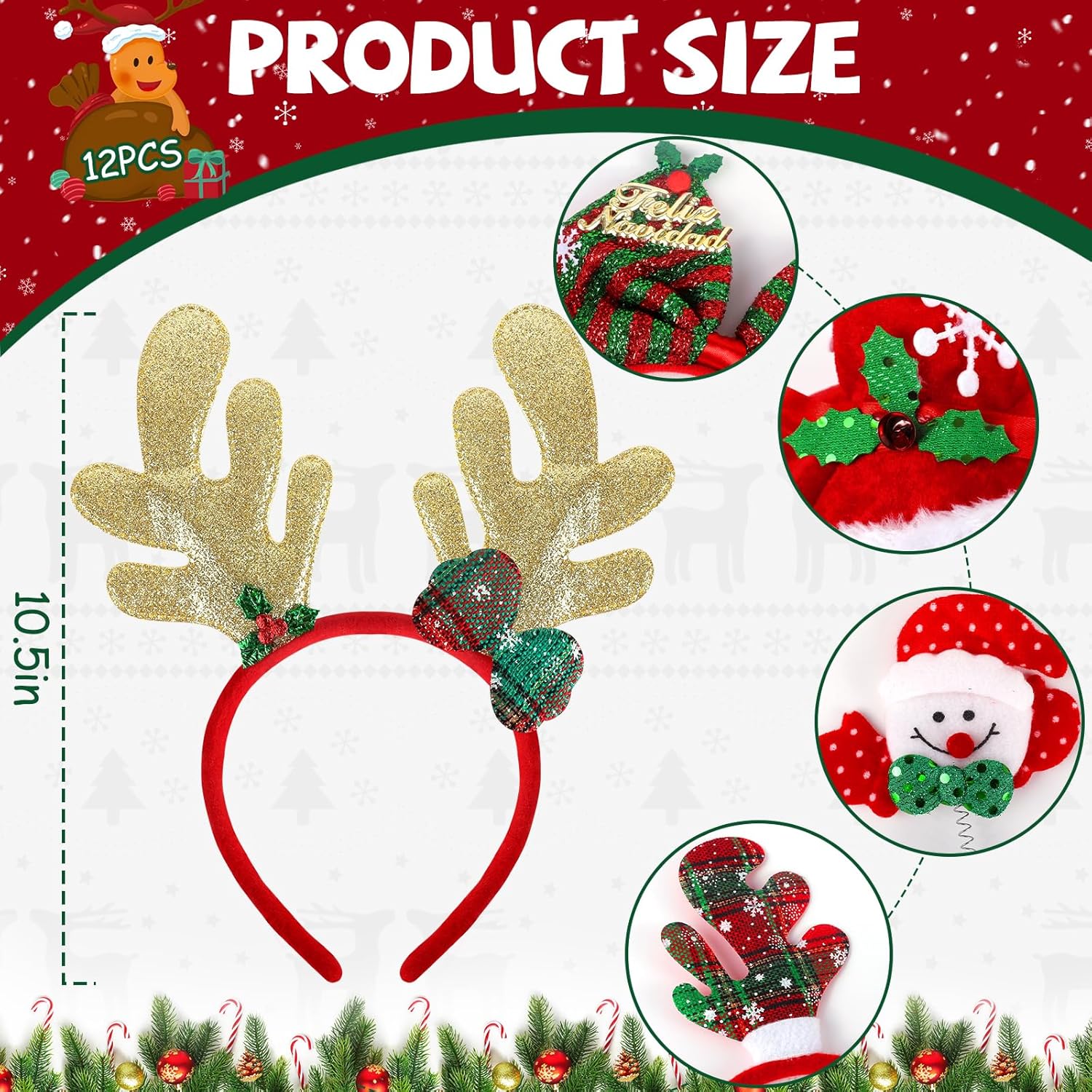 12 Christmas Headband Set
