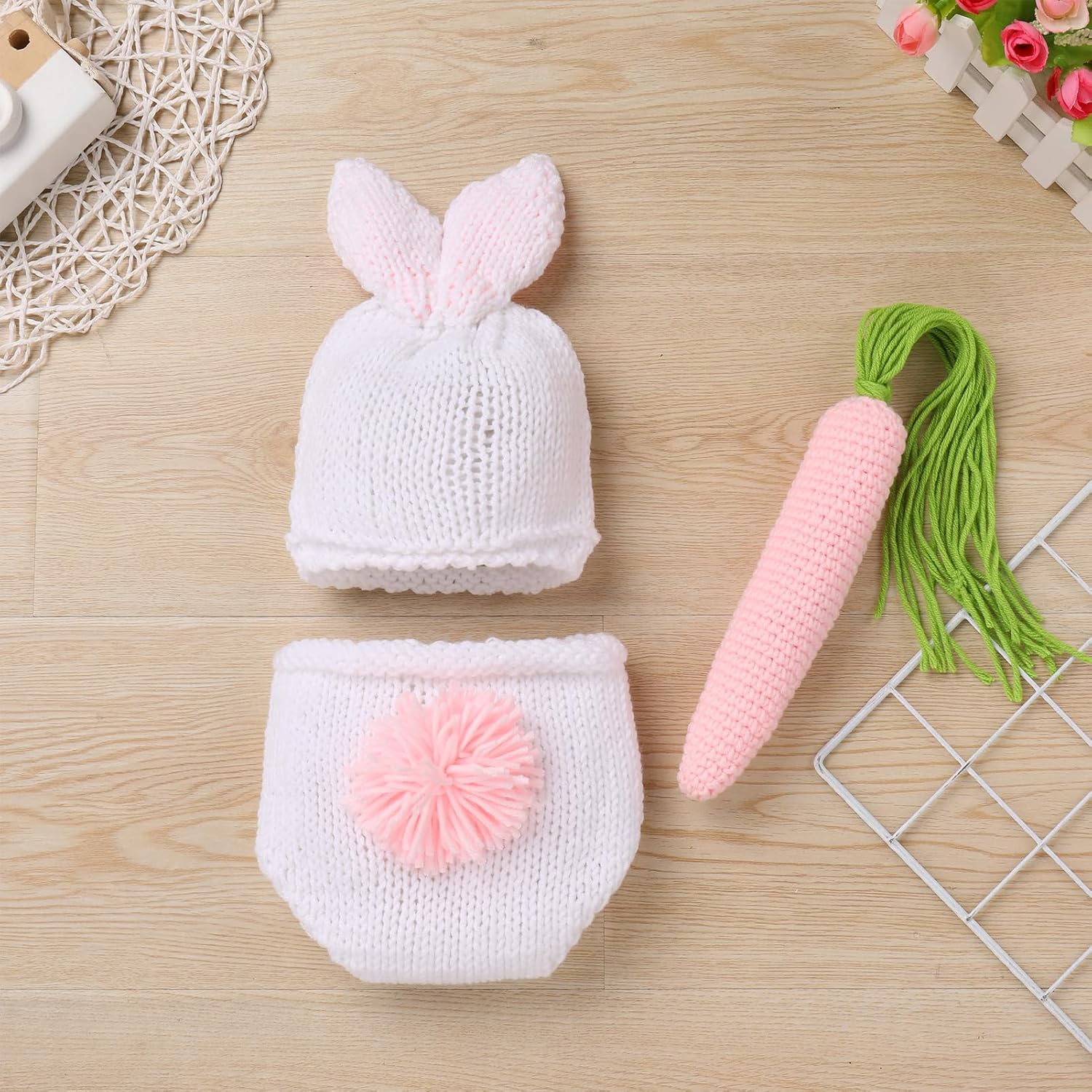 Easter Bunny Newborn Photography Set - crochet baby photoshoot costume for boys