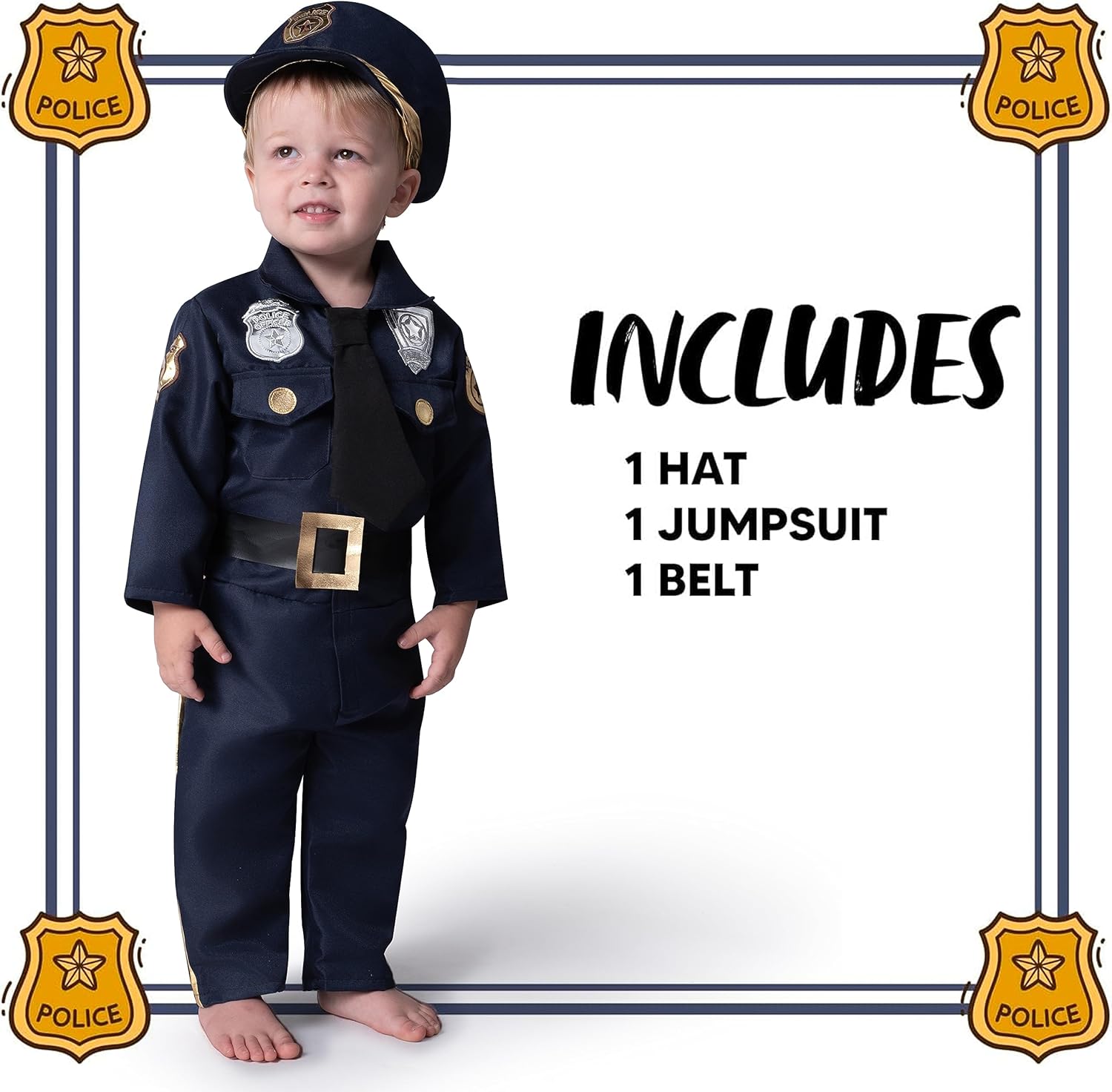 Spooktacular Creations Halloween Baby Police Costume Realistic Jumpsuit Hat