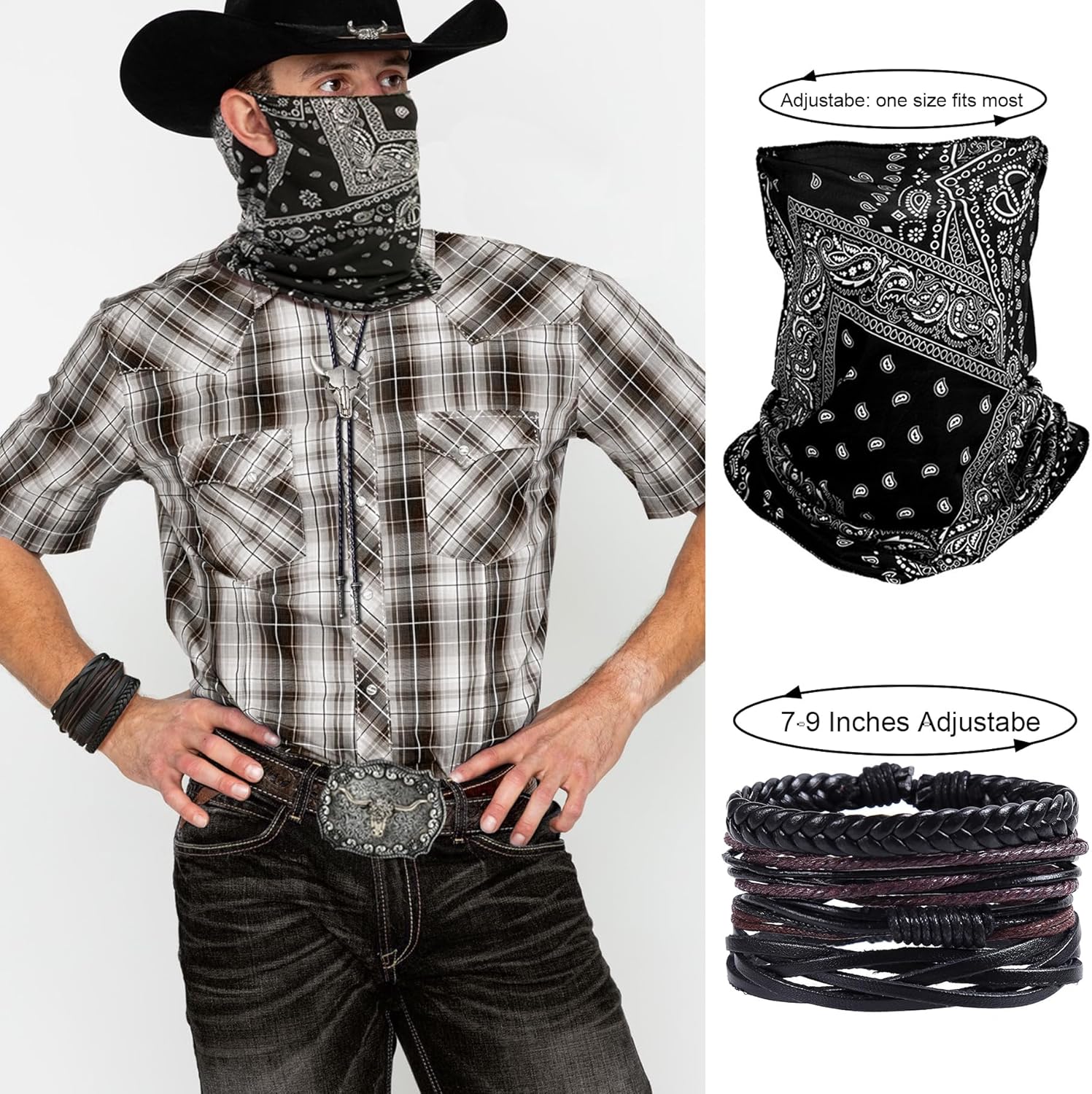 EIELO Western Cowboy Costume Set for Men Women