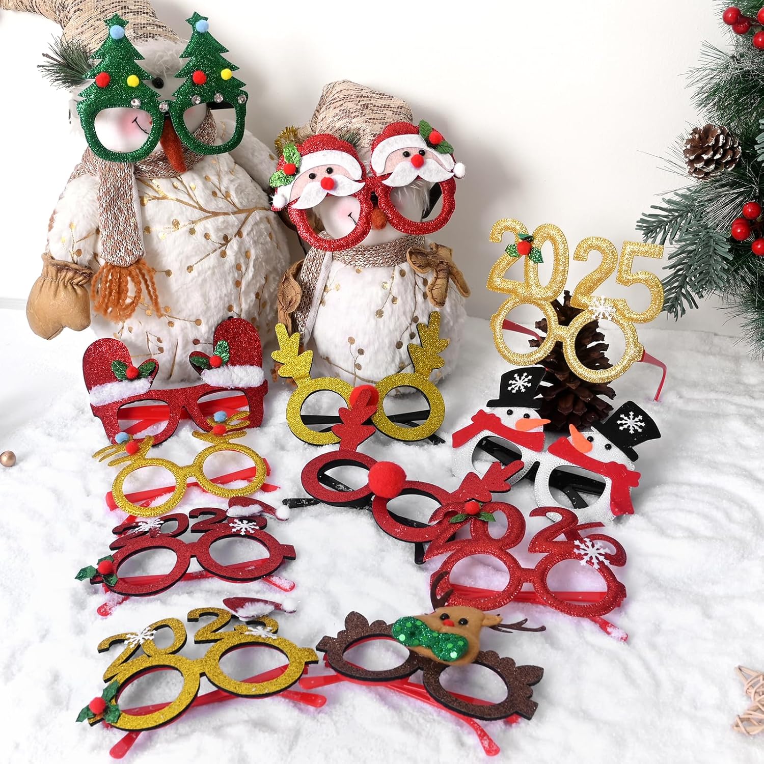 12PCS Santa Reindeer More - festive Eyewear for Kids Women Men