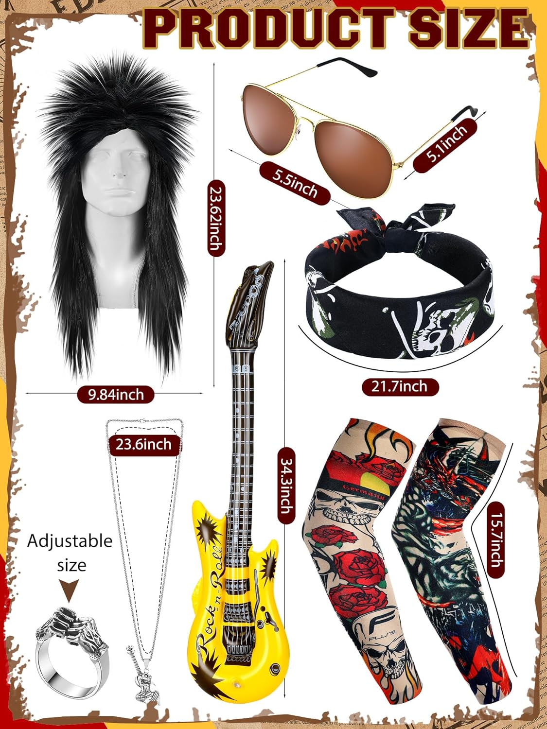 Mepase 9-Piece Rock Costume for Men