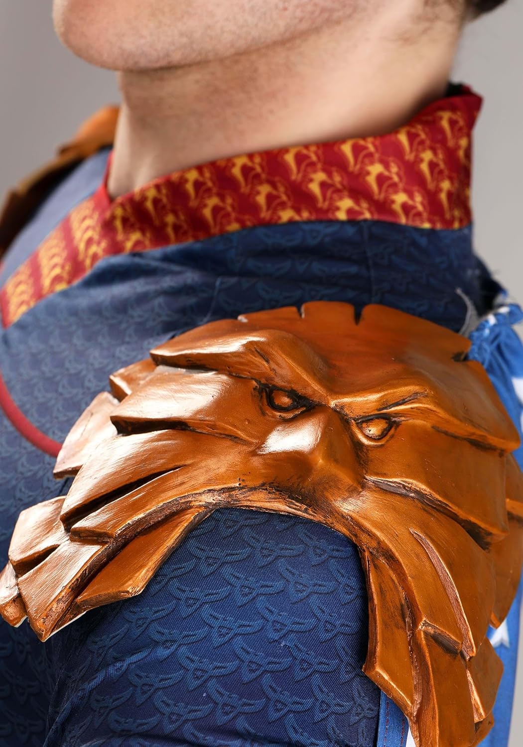 Adult Homelander Costume Mens Blue Uniform Jumpsuit with Flag Cape Eagle Epaulets
