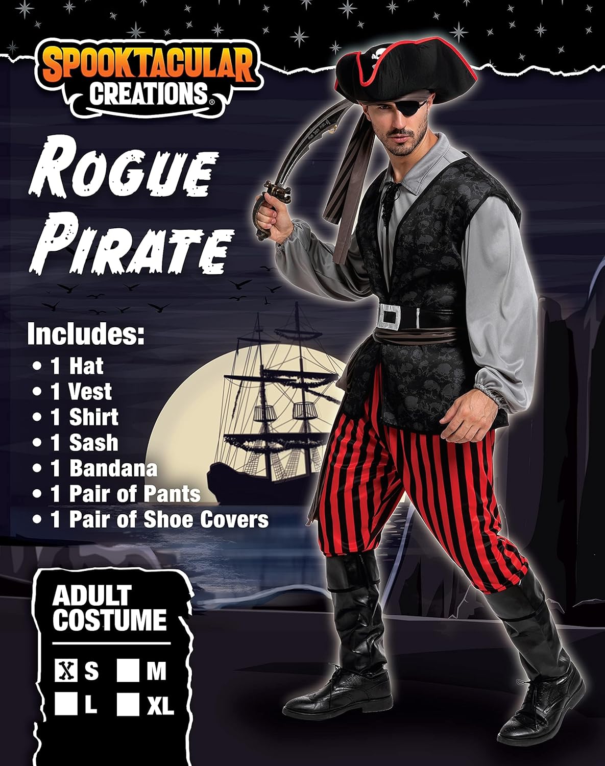 Spooktacular Men Pirate Costume Set Adult Role-played Adventure